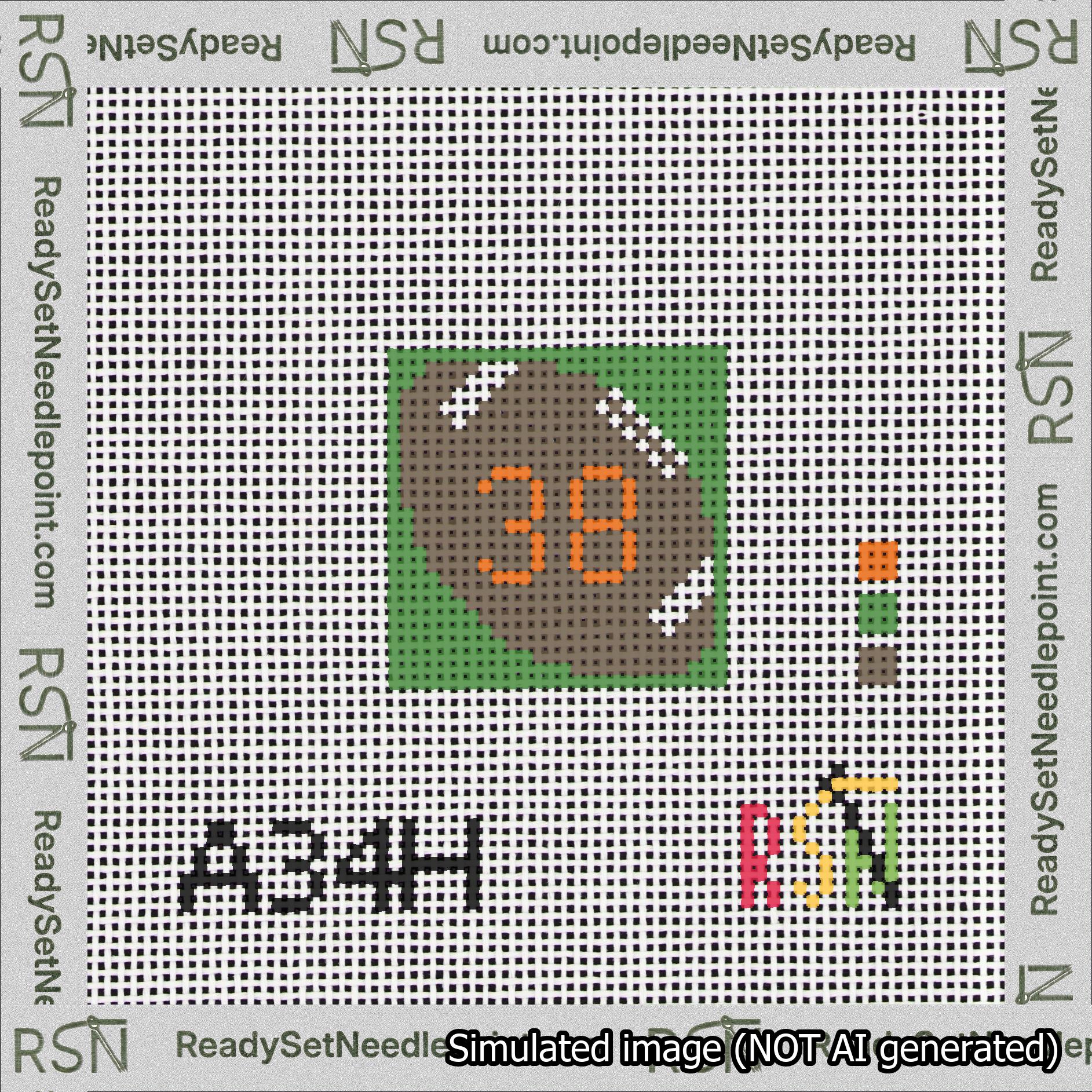 Football Bag Charm Orange 0-49 Needlepoint Canvas Design