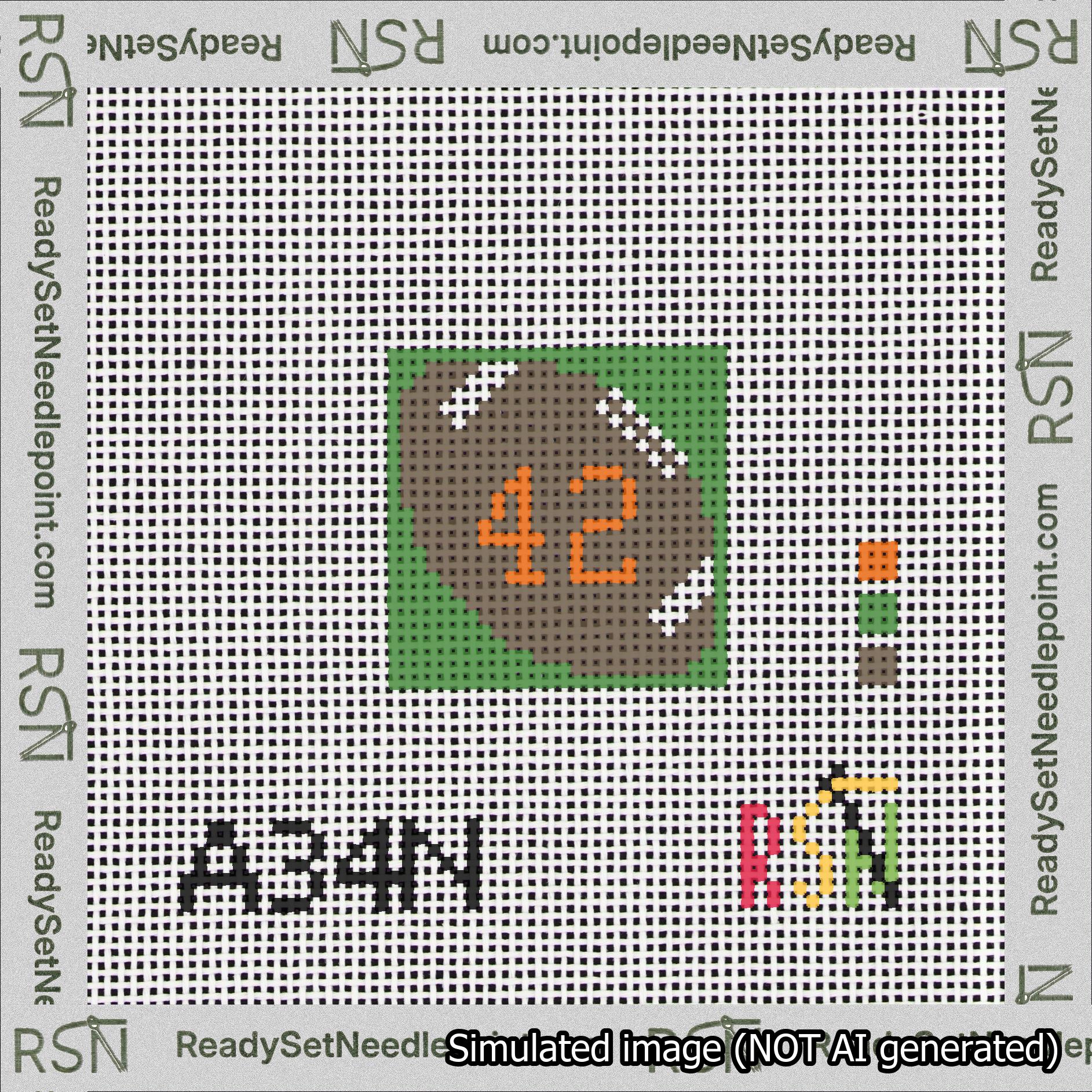 Football Bag Charm Orange 0-49 Needlepoint Canvas Design