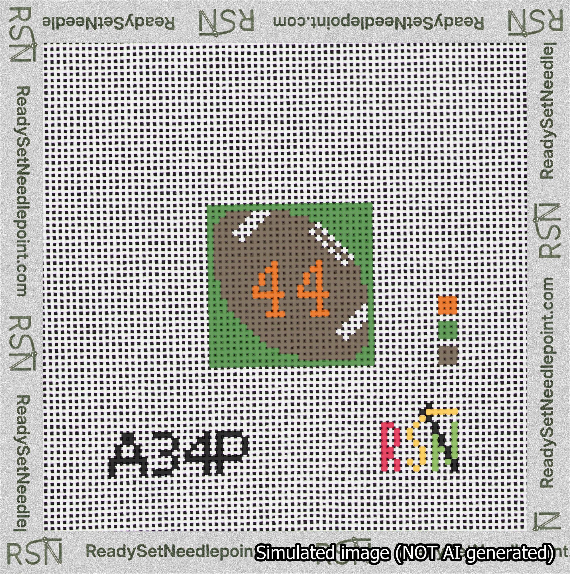 Football Bag Charm Orange 0-49 Needlepoint Canvas Design