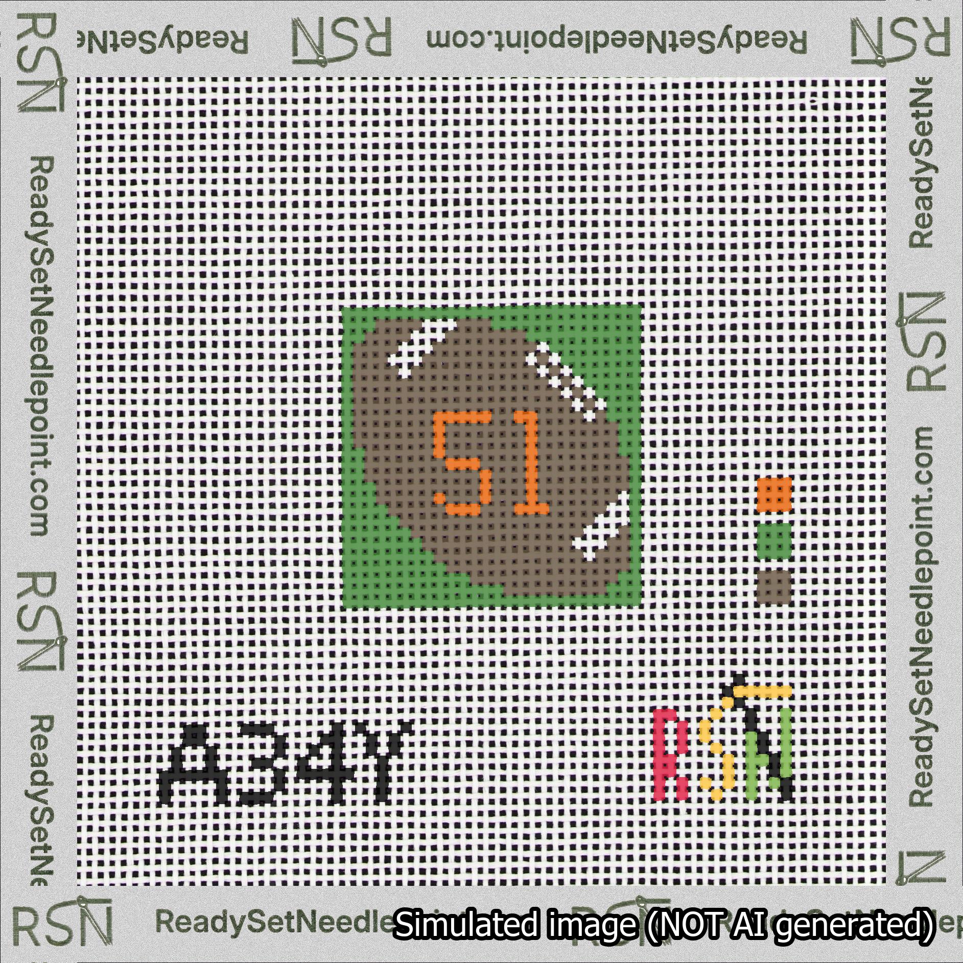 Football Bag Charm Orange 50-99 Needlepoint Canvas Design