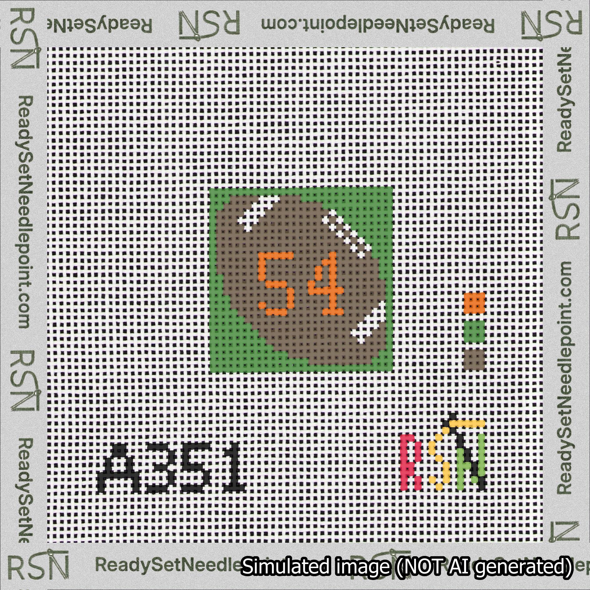 Football Bag Charm Orange 50-99 Needlepoint Canvas Design