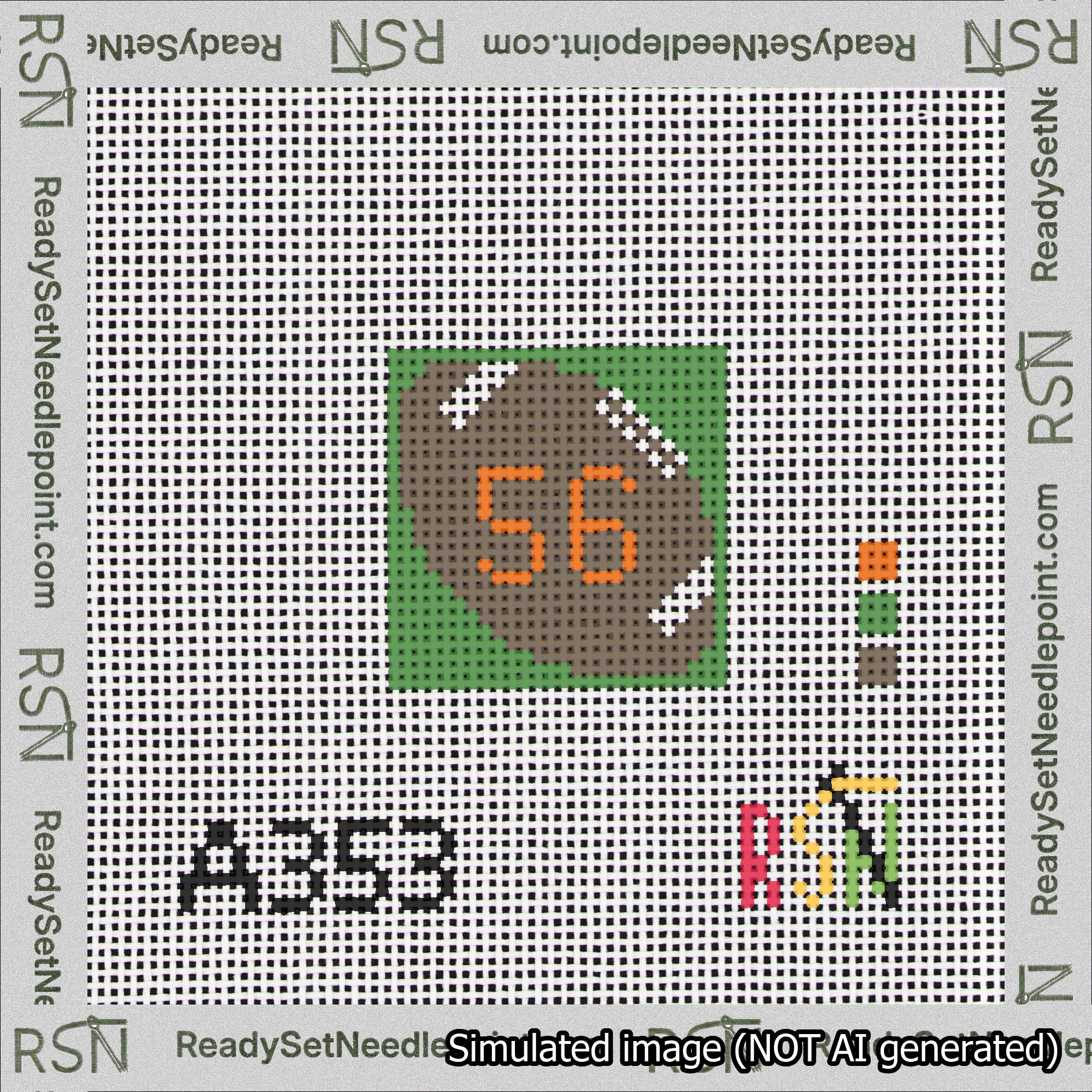 Football Bag Charm Orange 50-99 Needlepoint Canvas Design