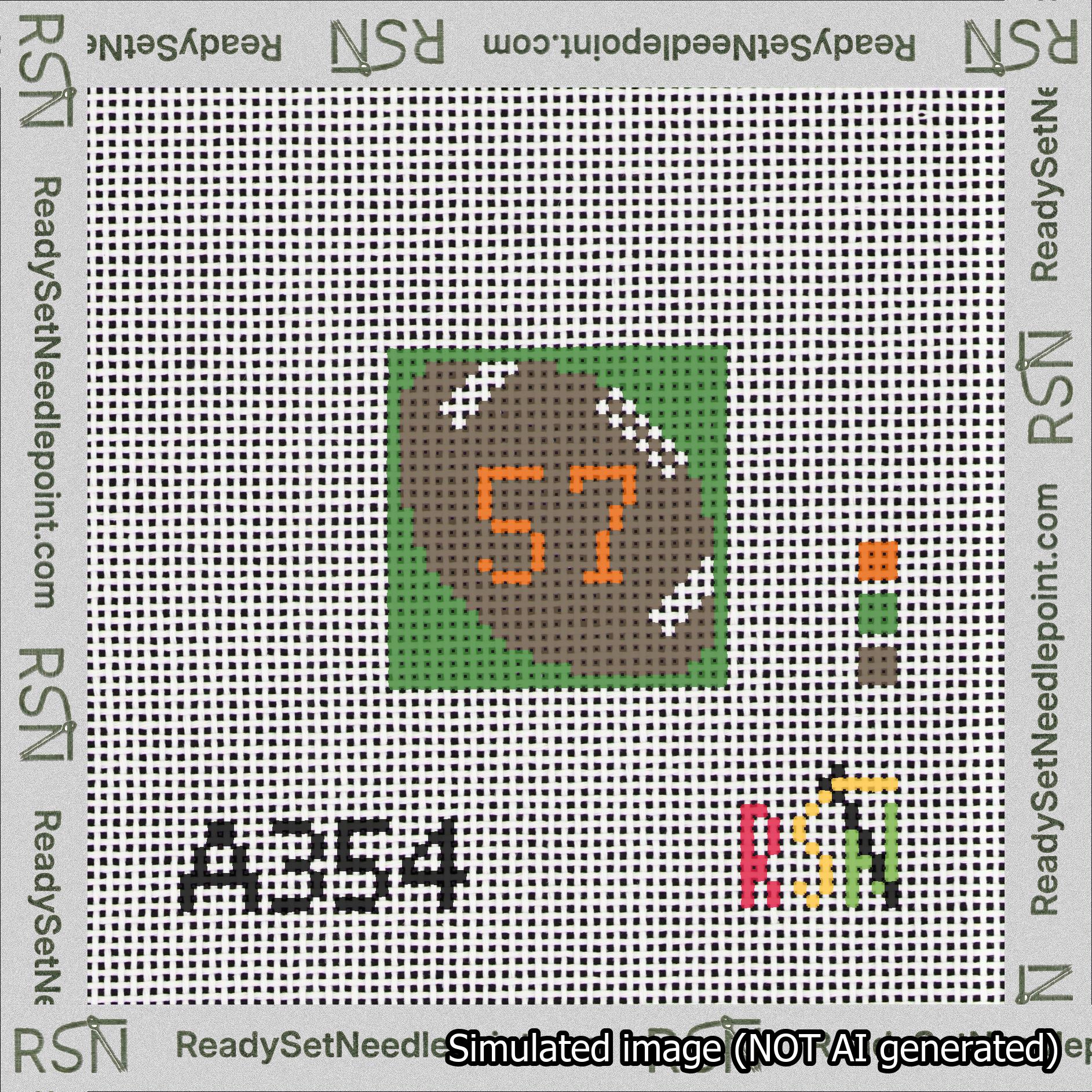 Football Bag Charm Orange 50-99 Needlepoint Canvas Design