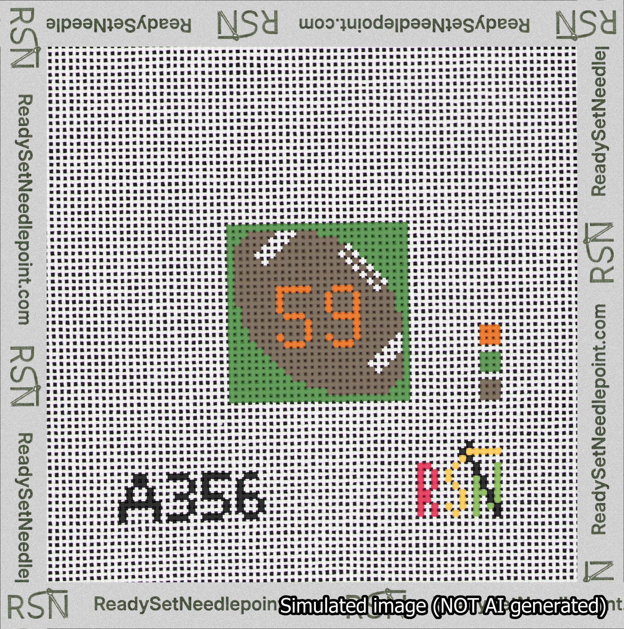 Football Bag Charm Orange 50-99 Needlepoint Canvas Design