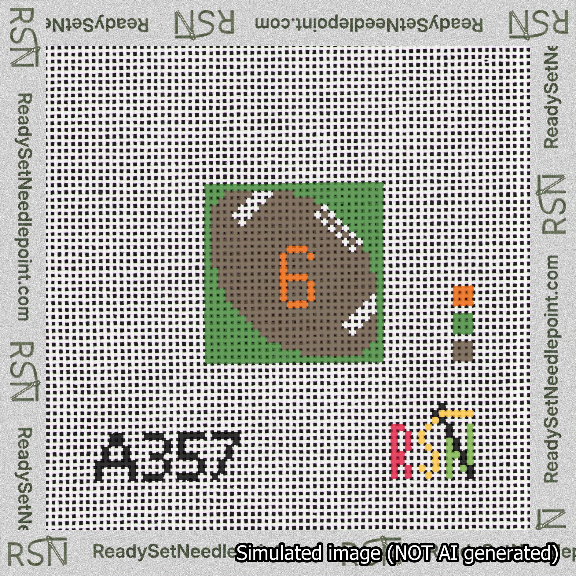 Football Bag Charm Orange 0-49 Needlepoint Canvas Design