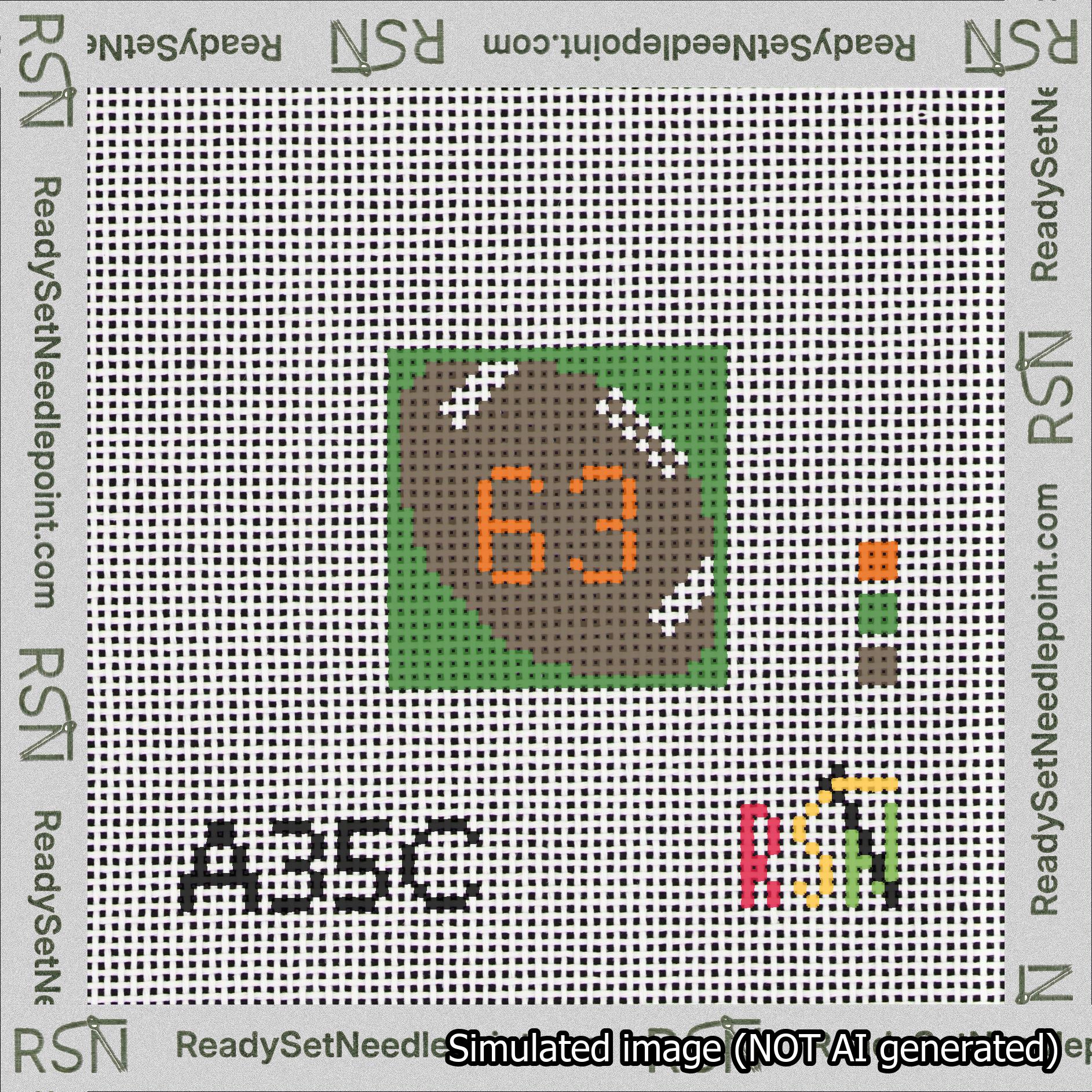 Football Bag Charm Orange 50-99 Needlepoint Canvas Design