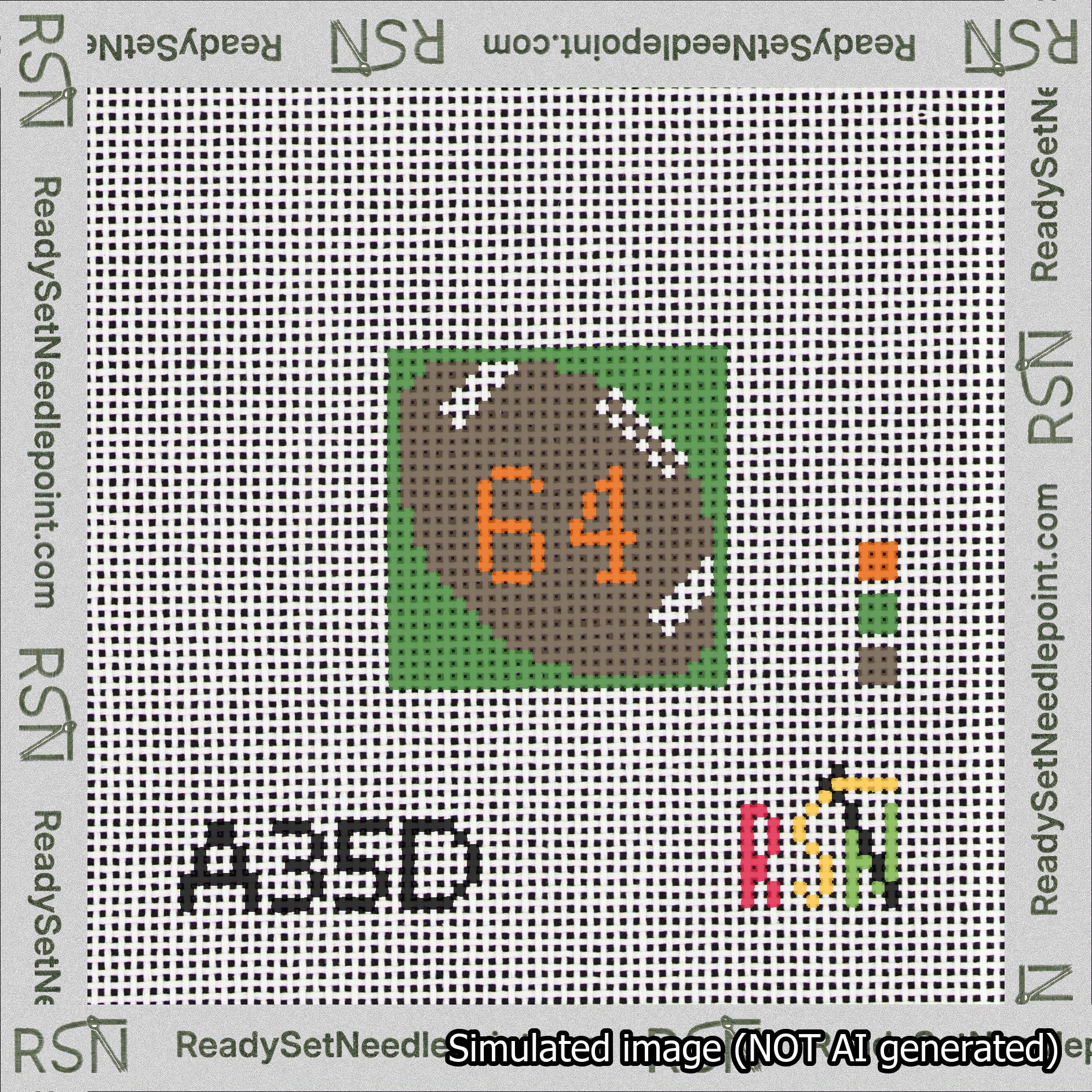 Football Bag Charm Orange 50-99 Needlepoint Canvas Design