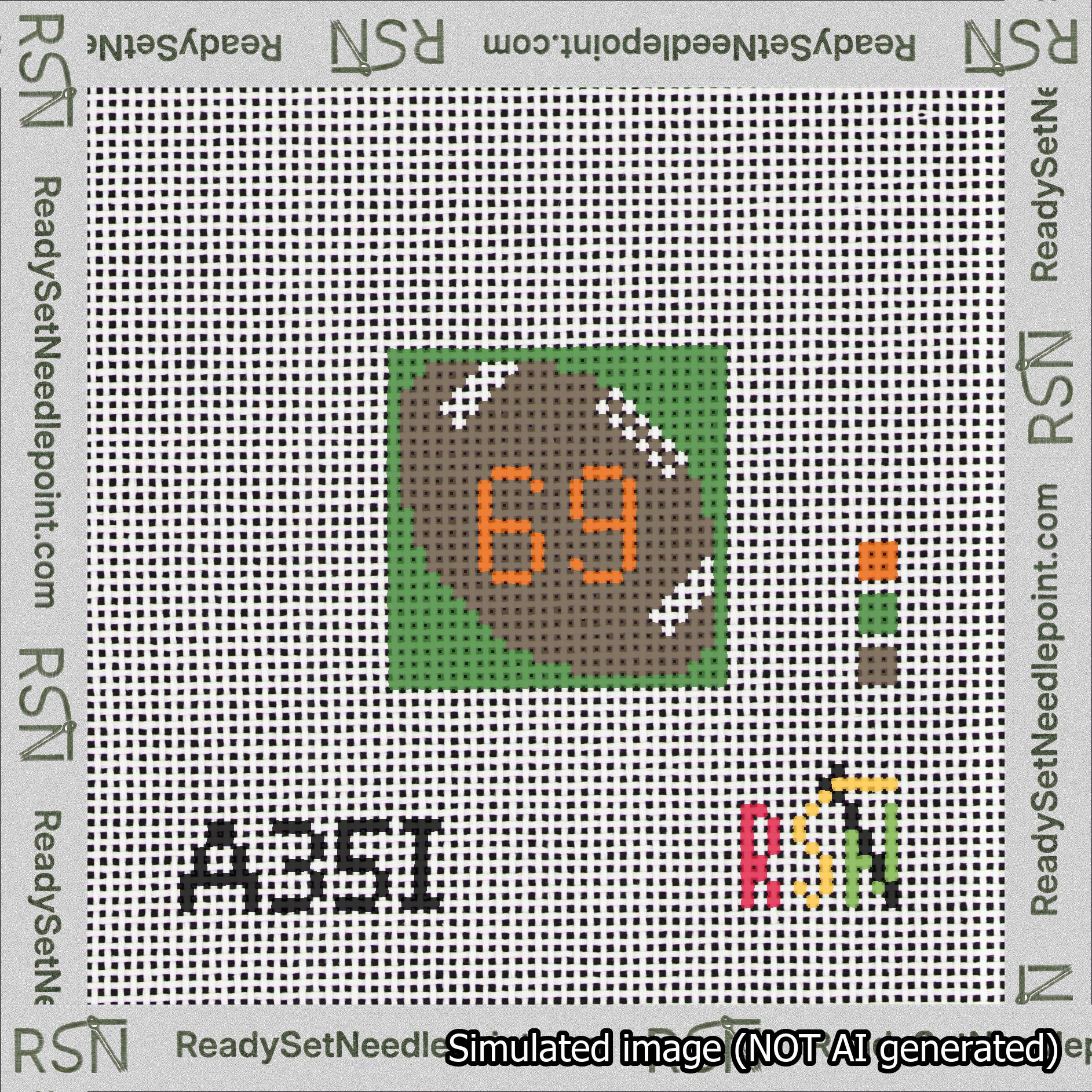 Football Bag Charm Orange 50-99 Needlepoint Canvas Design