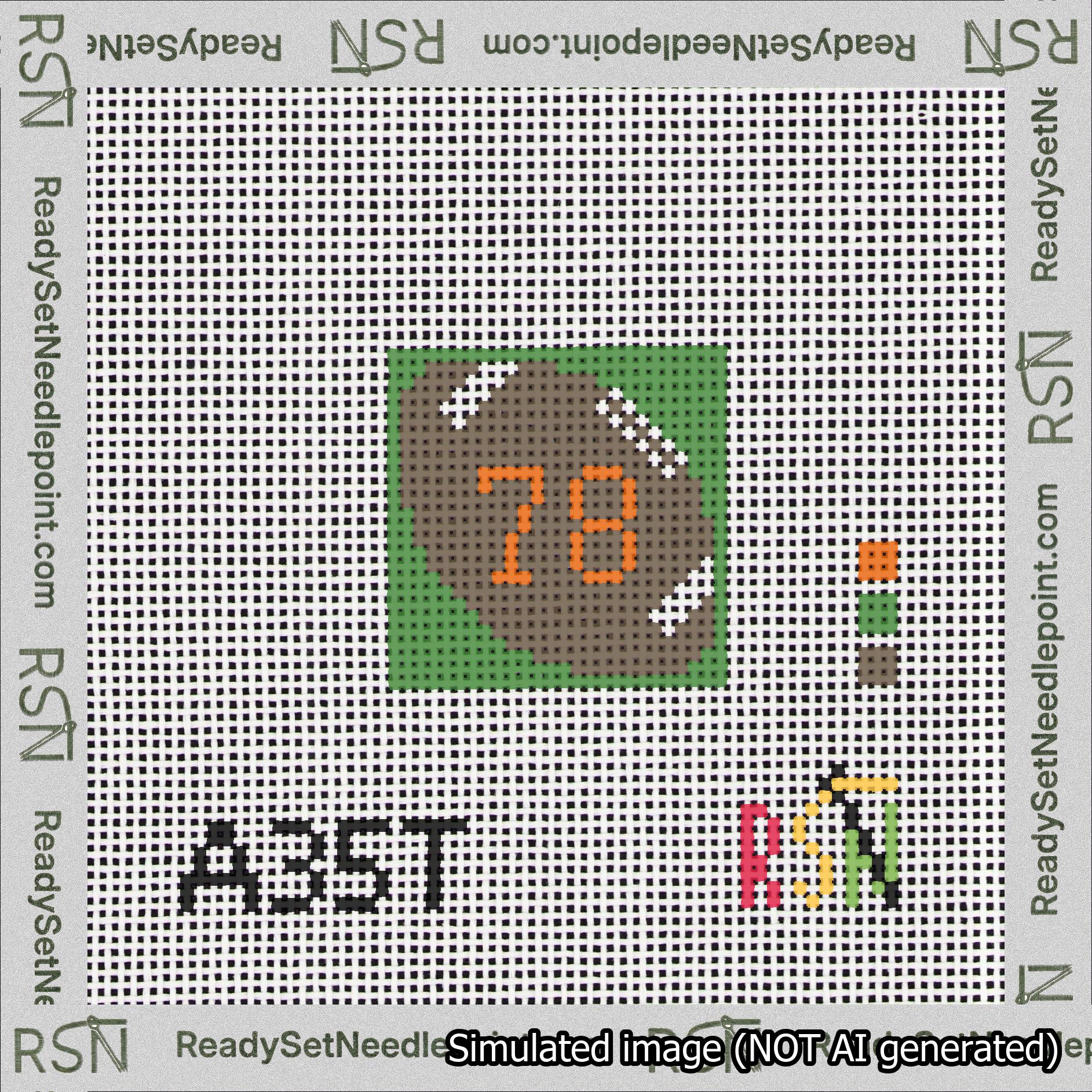 Football Bag Charm Orange 50-99 Needlepoint Canvas Design