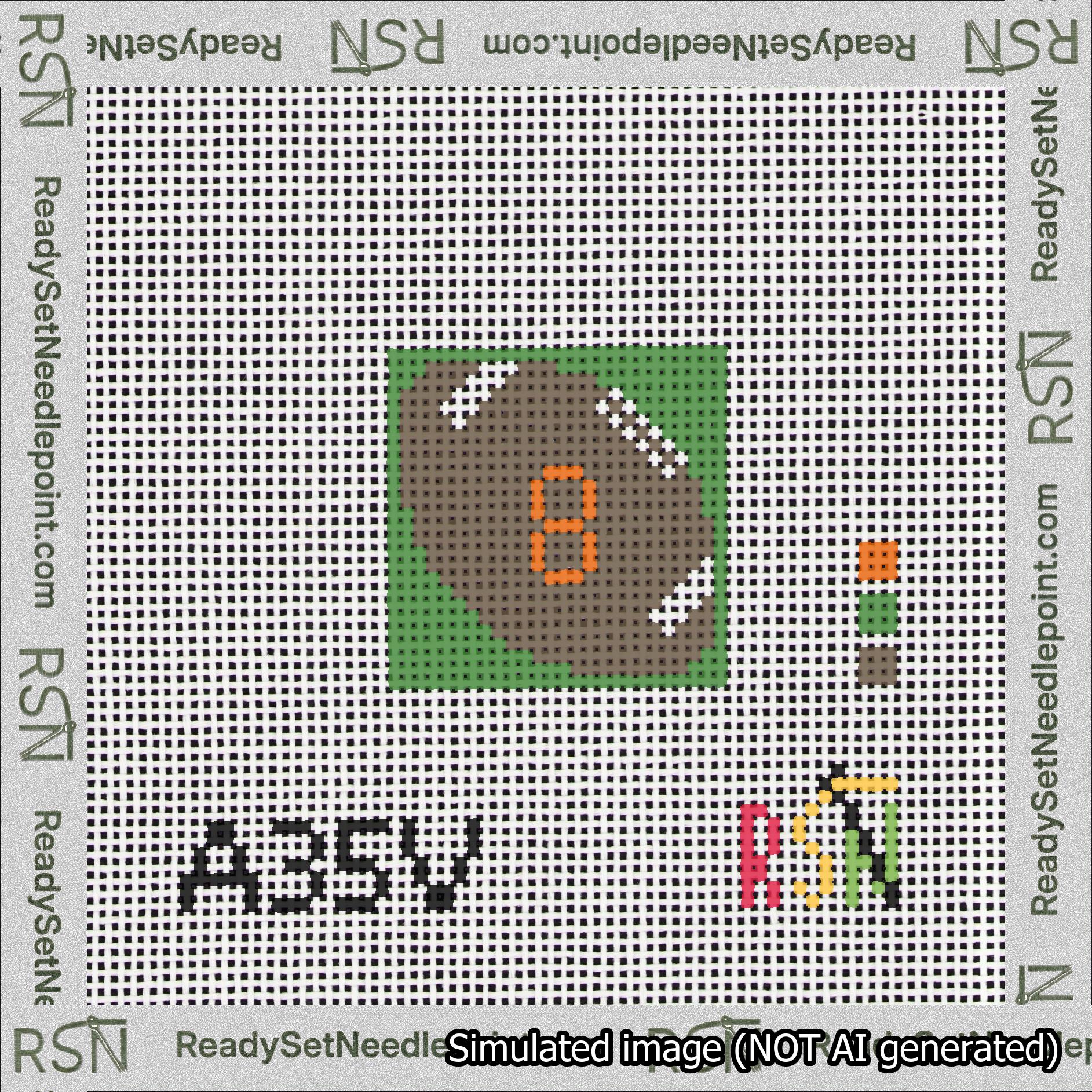 Football Bag Charm Orange 0-49 Needlepoint Canvas Design