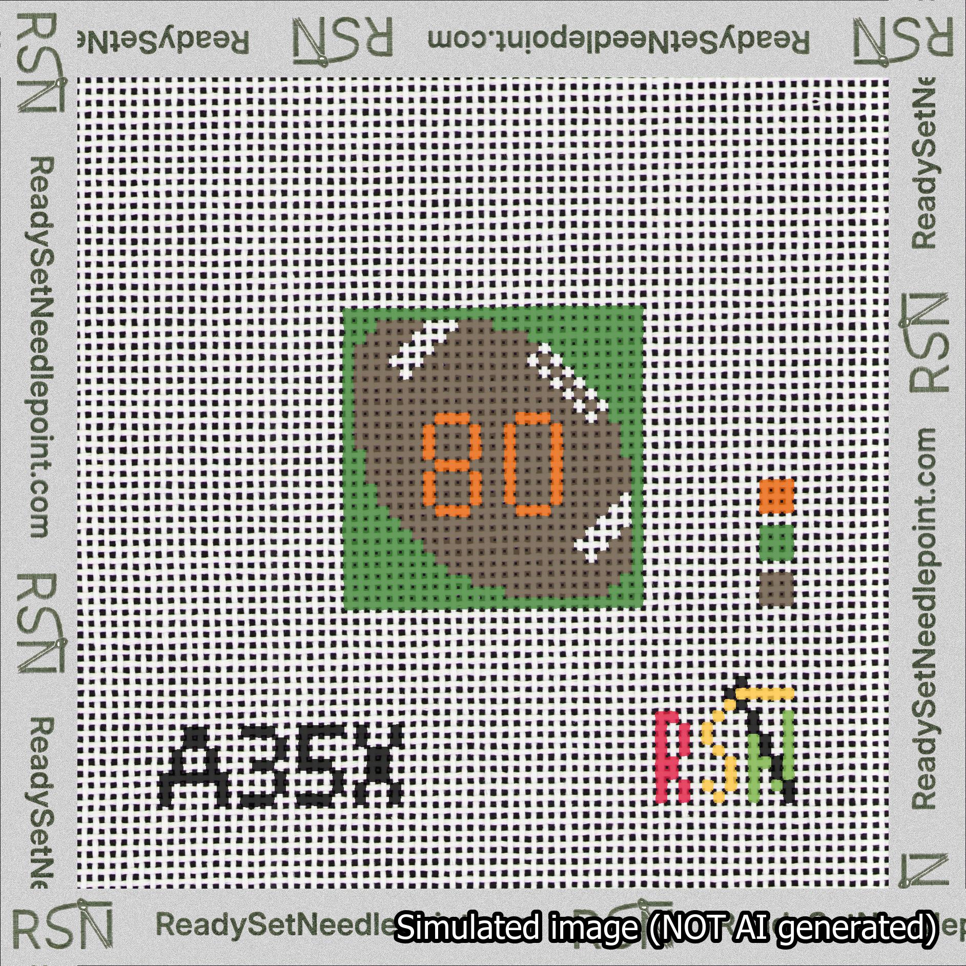 Football Bag Charm Orange 50-99 Needlepoint Canvas Design