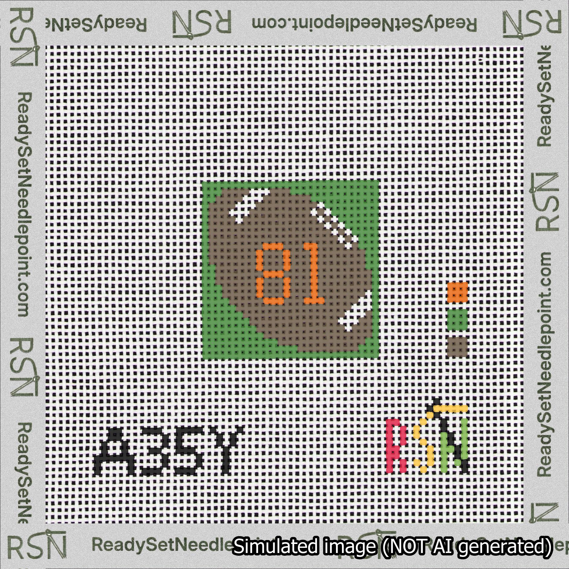 Football Bag Charm Orange 50-99 Needlepoint Canvas Design