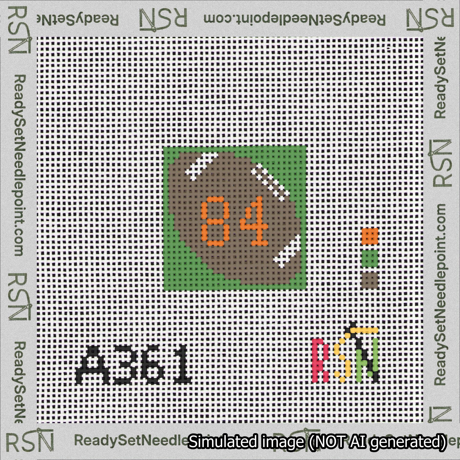 Football Bag Charm Orange 50-99 Needlepoint Canvas Design