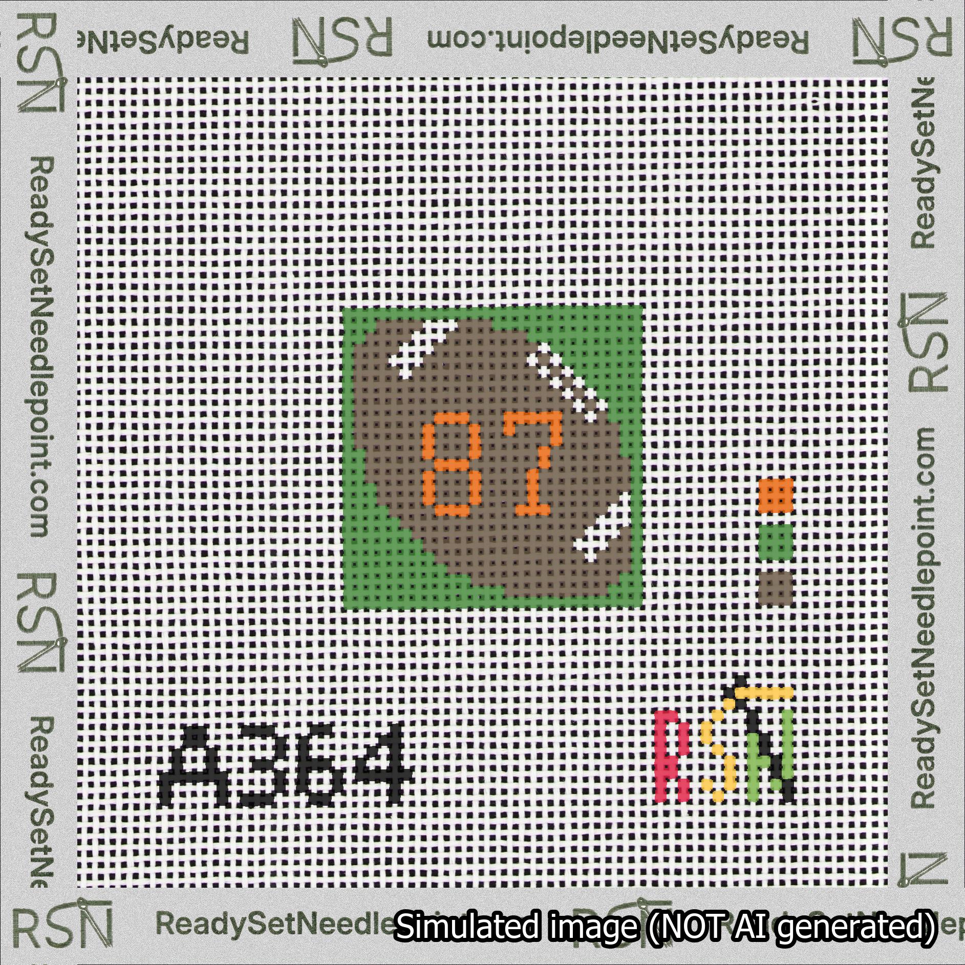 Football Bag Charm Orange 50-99 Needlepoint Canvas Design