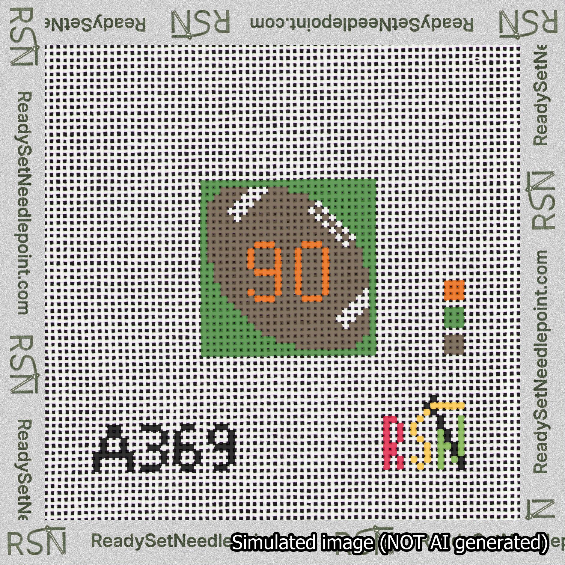 Football Bag Charm Orange 50-99 Needlepoint Canvas Design