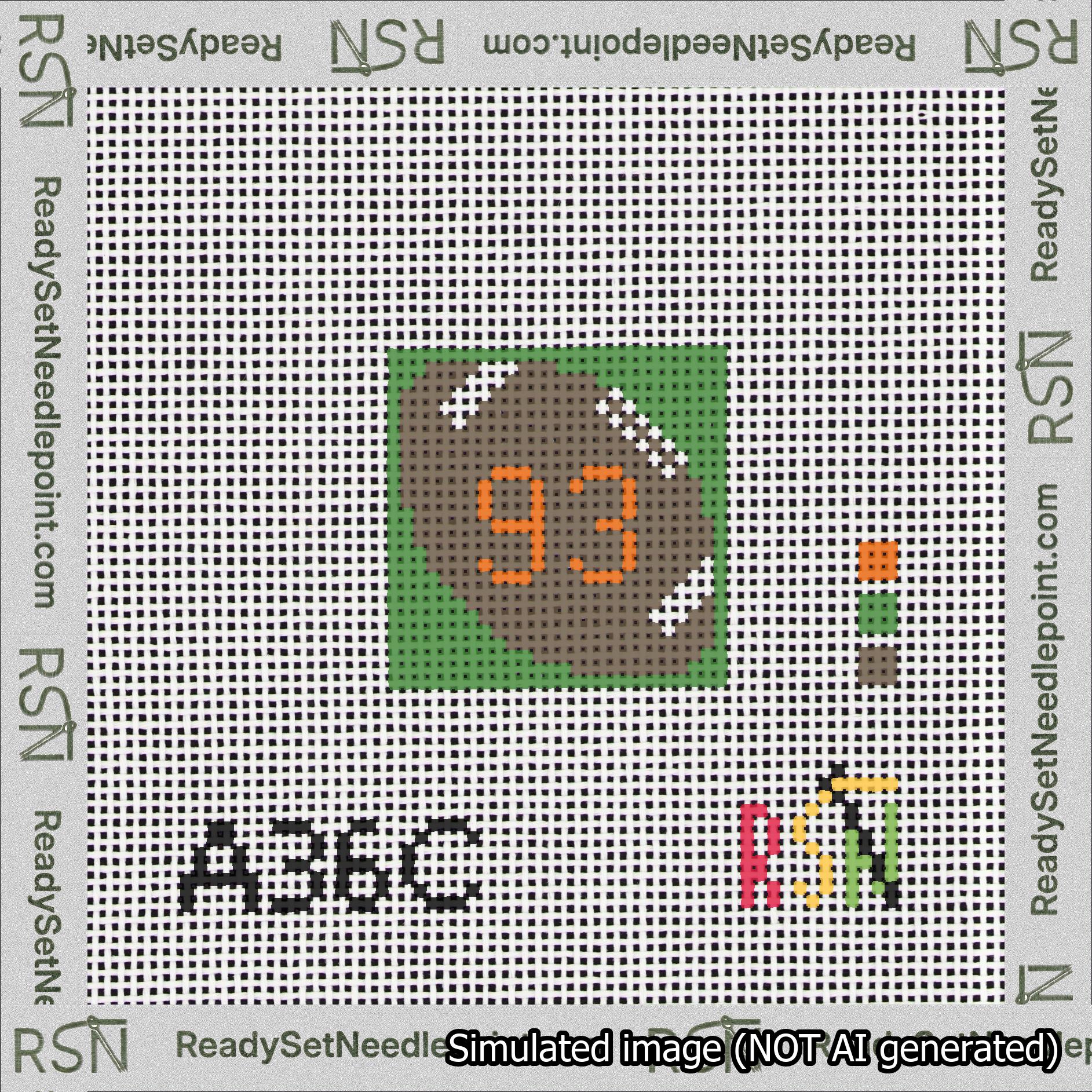 Football Bag Charm Orange 50-99 Needlepoint Canvas Design