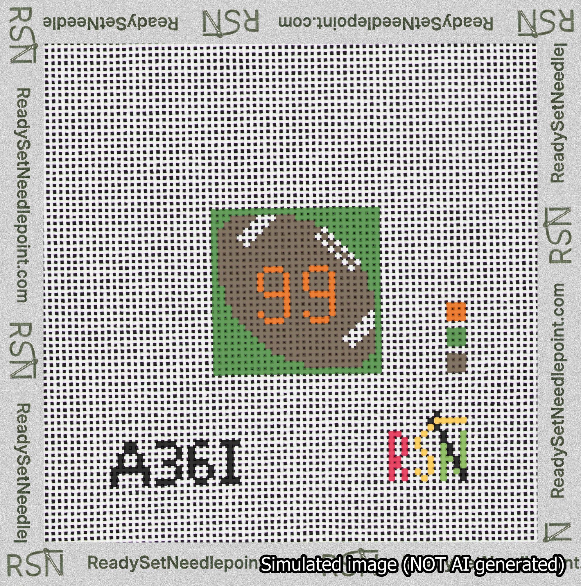 Football Bag Charm Orange 50-99 Needlepoint Canvas Design