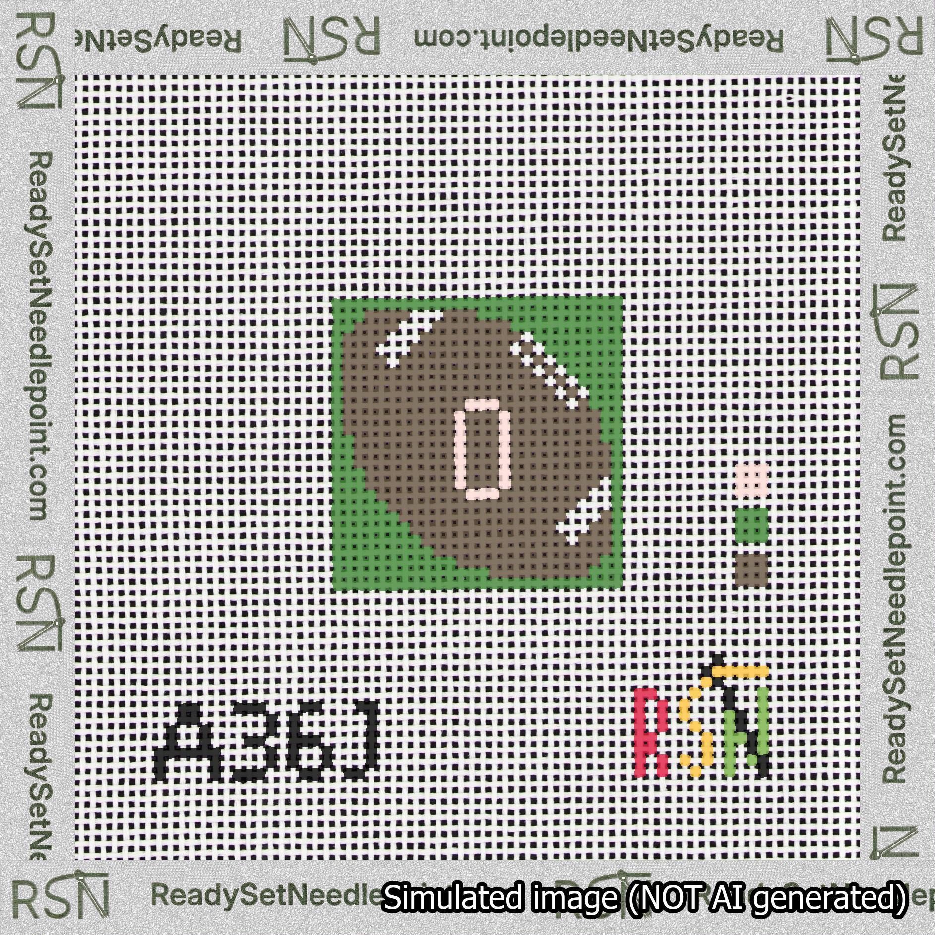 Football Bag Charm Pink 0-49 Needlepoint Canvas Design