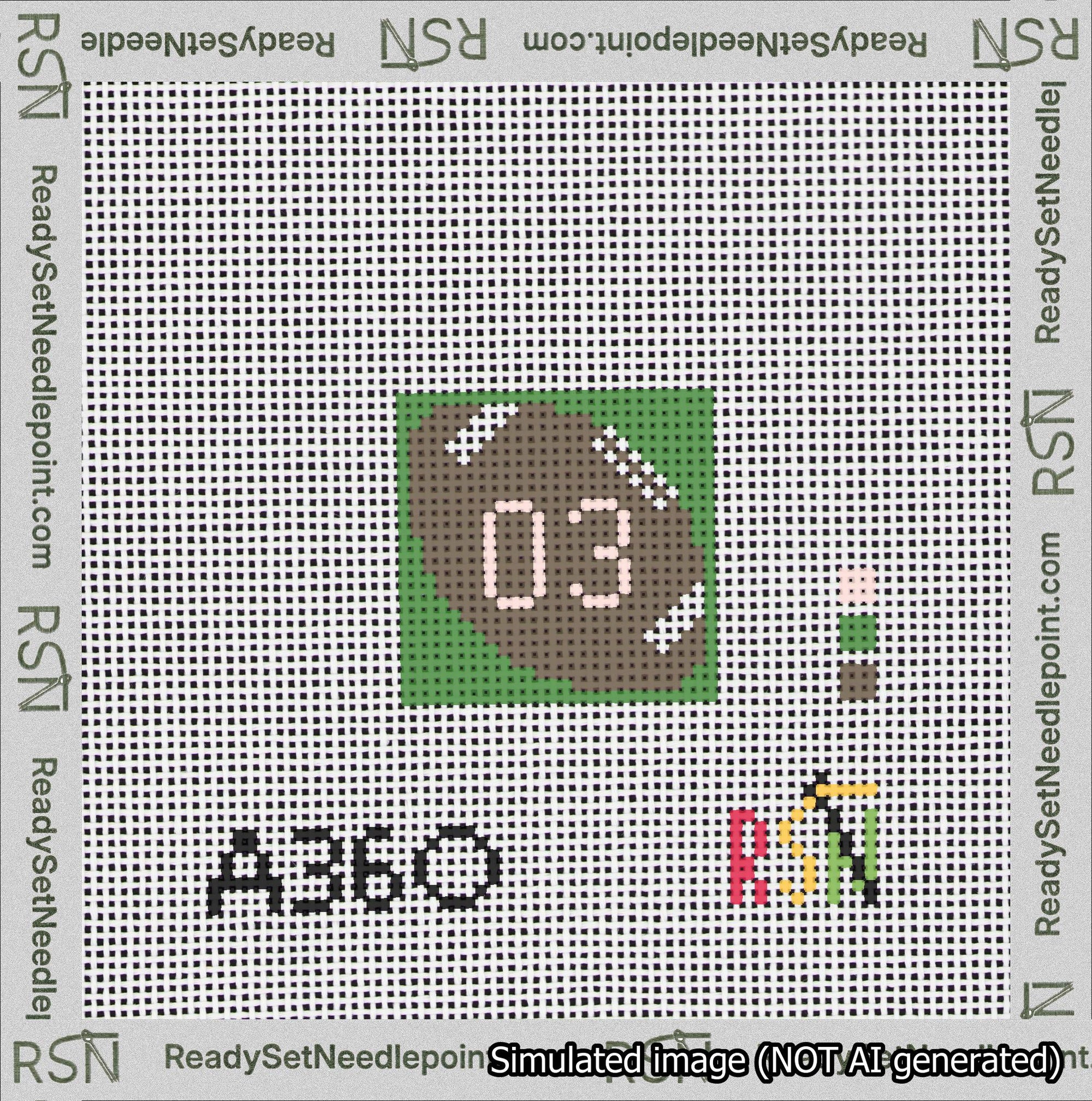 Football Bag Charm Pink 0-49 Needlepoint Canvas Design