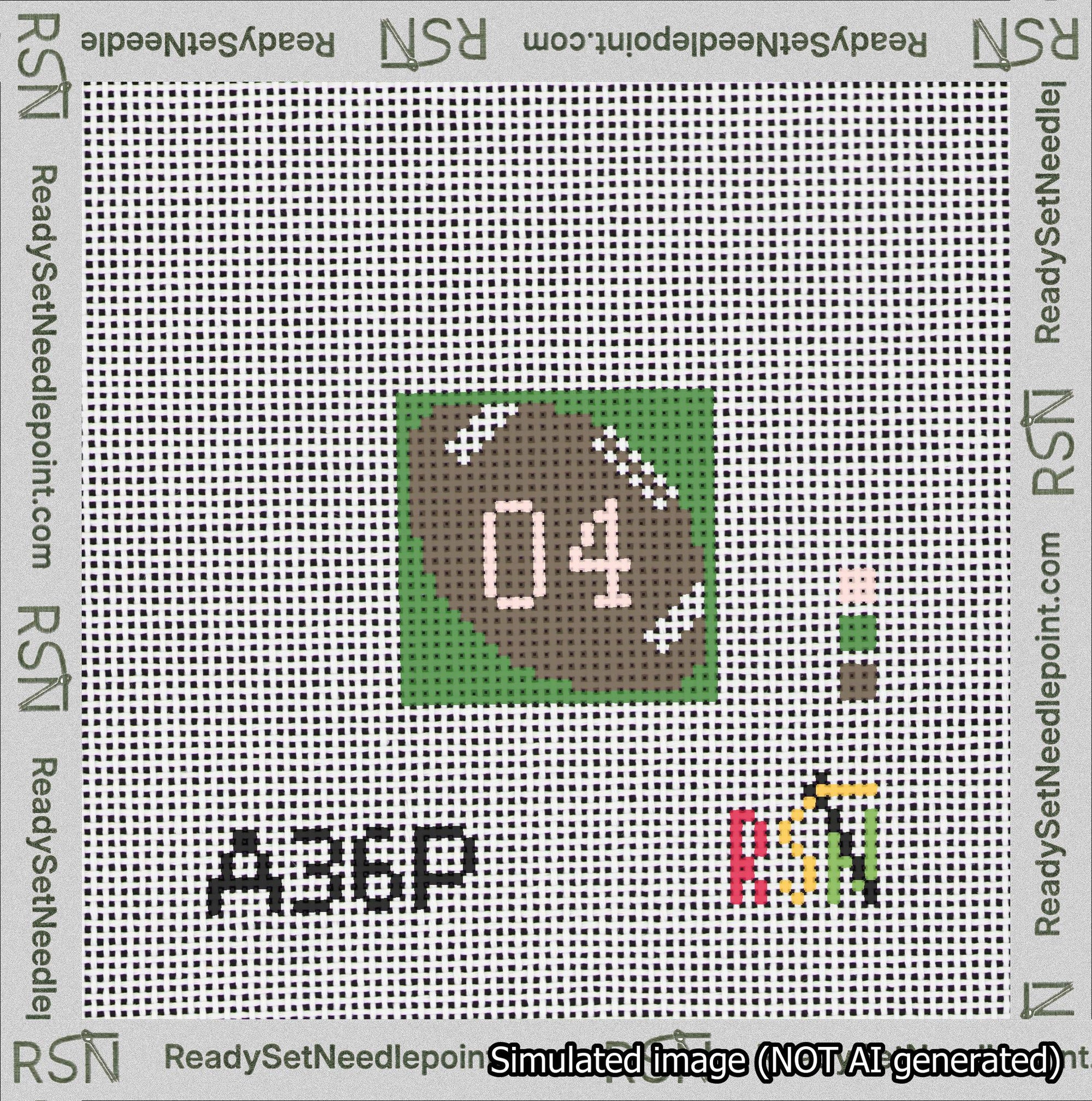 Football Bag Charm Pink 0-49 Needlepoint Canvas Design