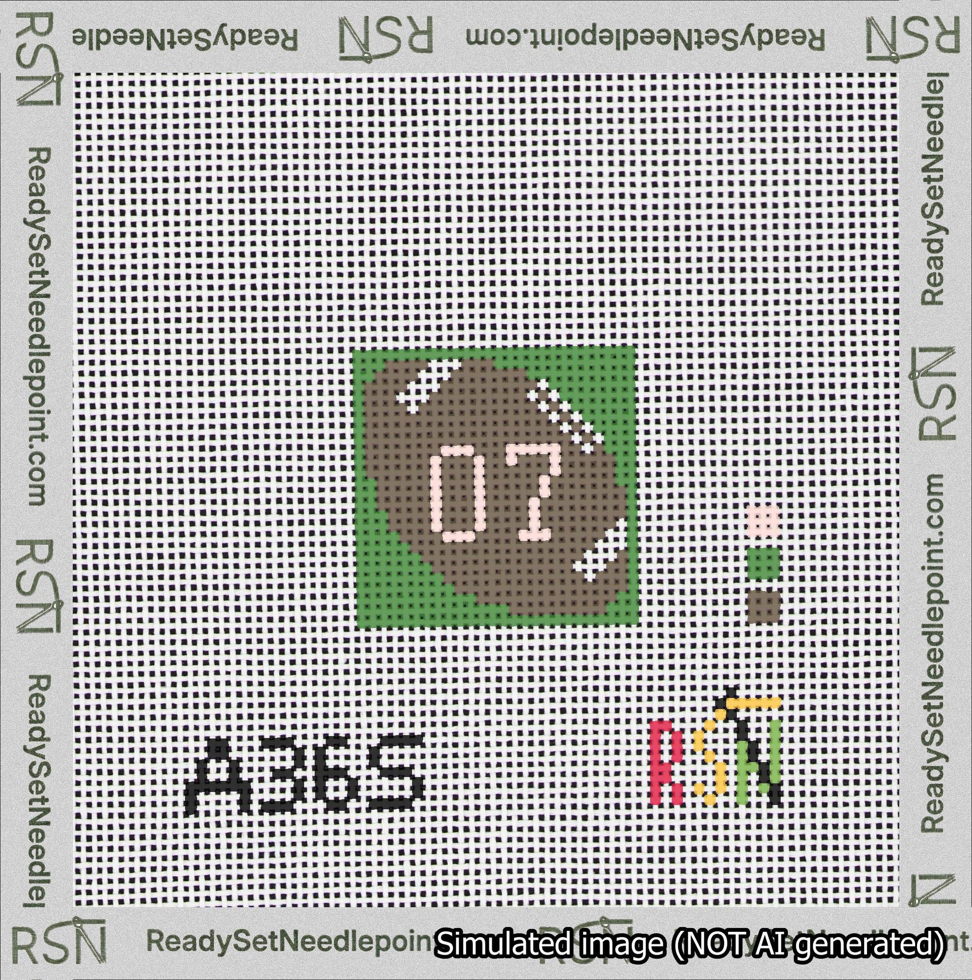 Football Bag Charm Pink 0-49 Needlepoint Canvas Design