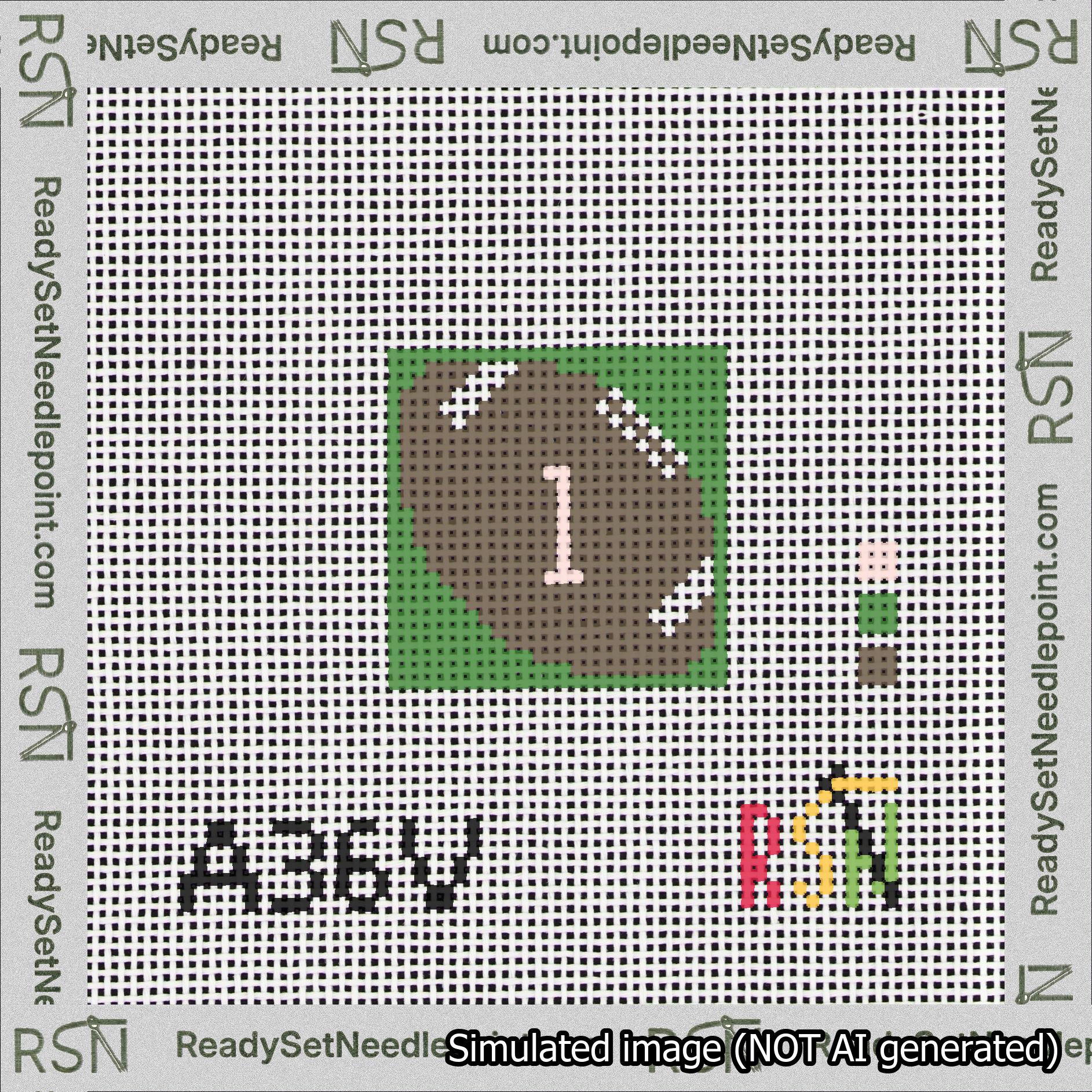 Football Bag Charm Pink 0-49 Needlepoint Canvas Design