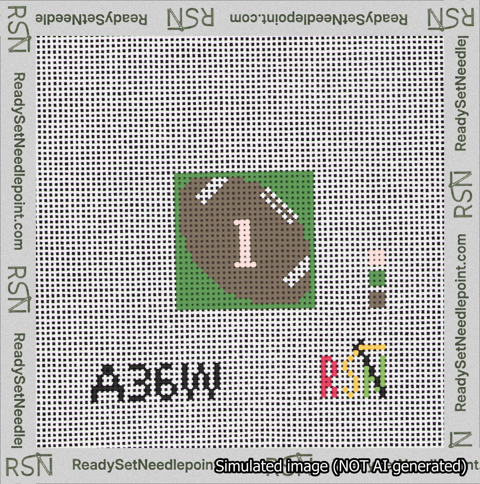 Football Bag Charm Pink 0-49 Needlepoint Canvas Design