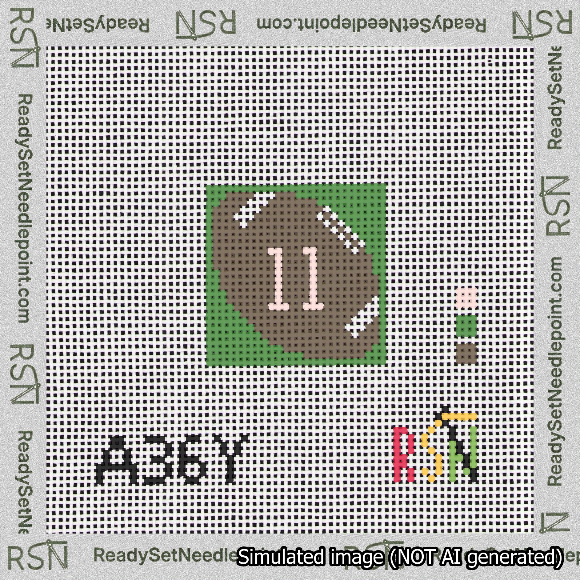 Football Bag Charm Pink 0-49 Needlepoint Canvas Design