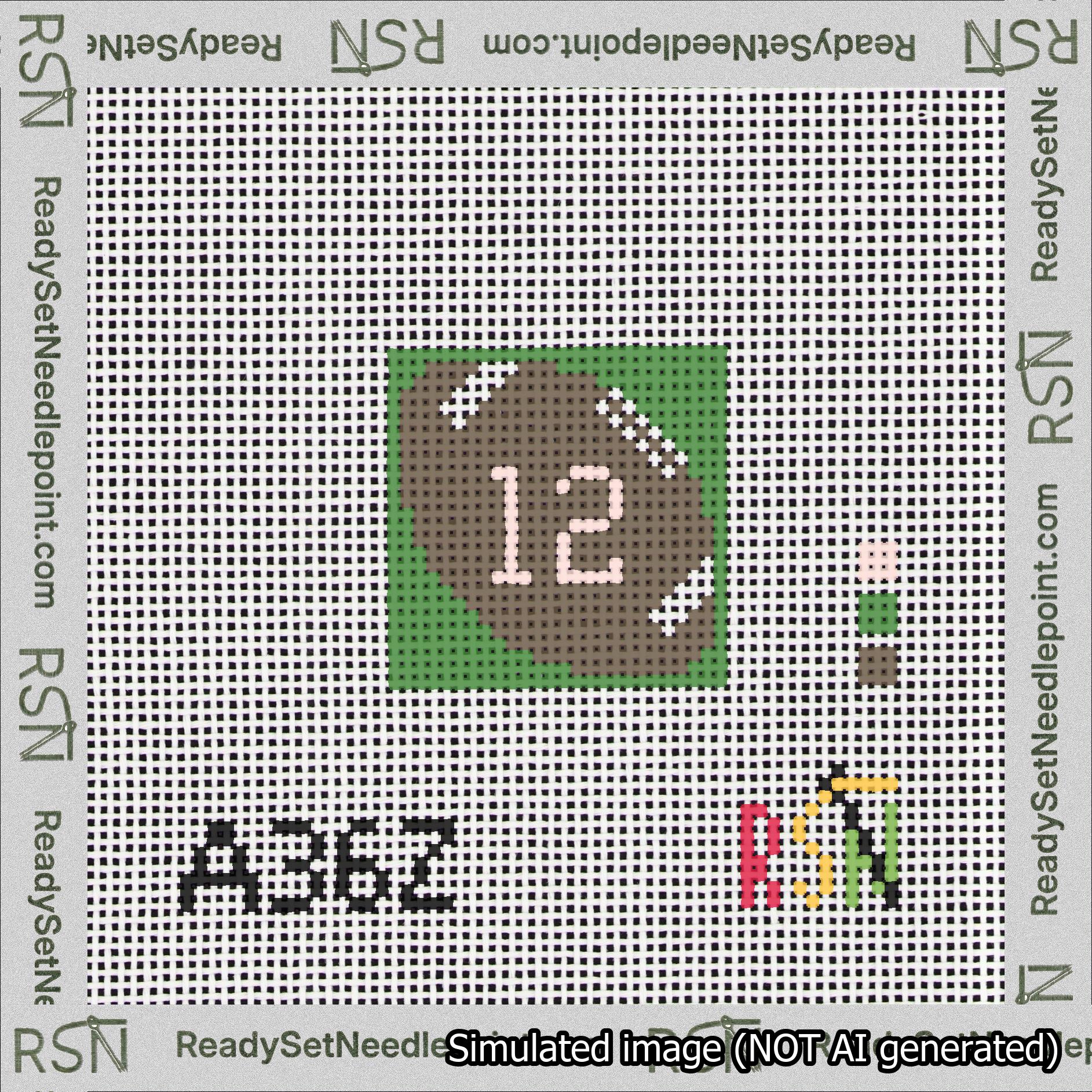 Football Bag Charm Pink 0-49 Needlepoint Canvas Design