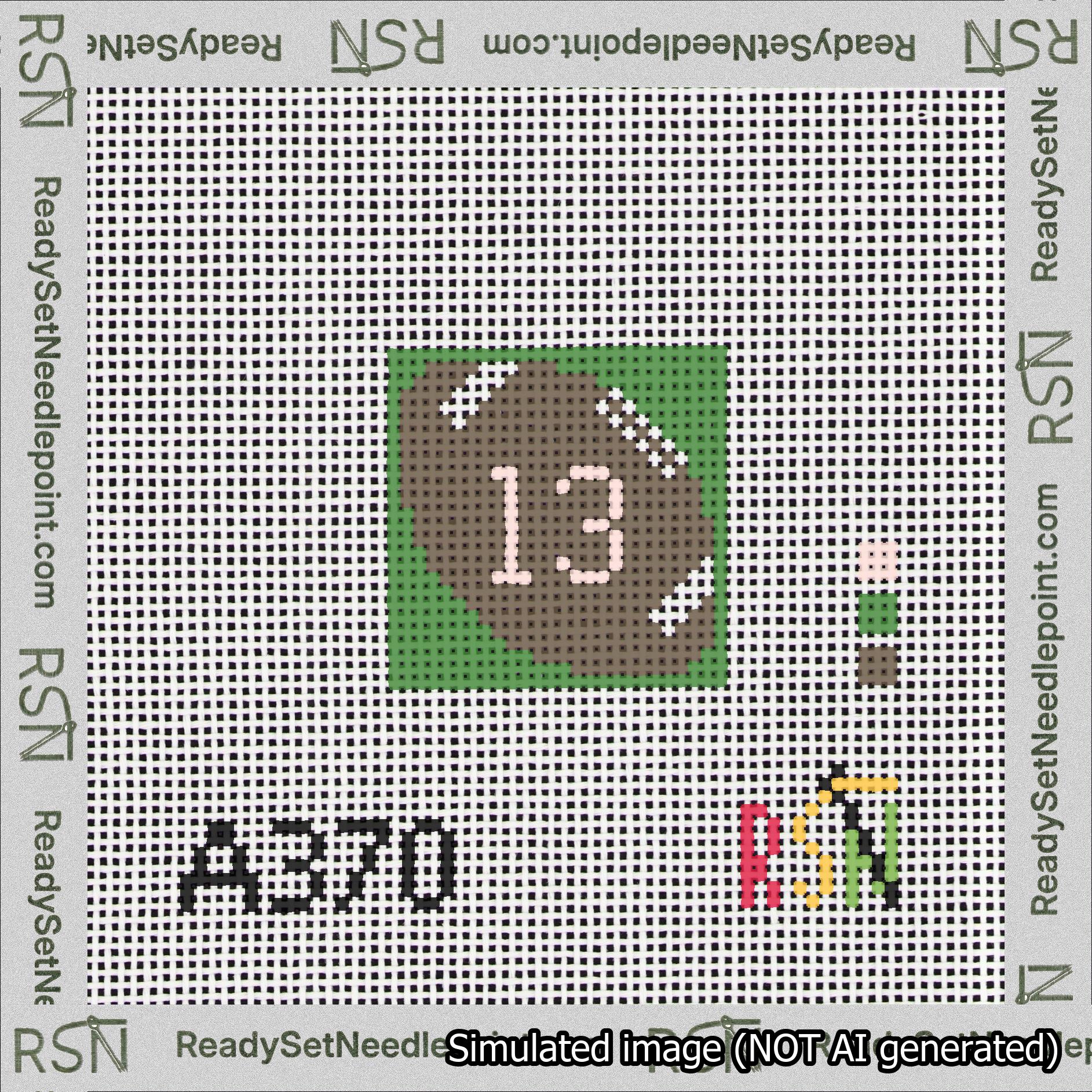 Football Bag Charm Pink 0-49 Needlepoint Canvas Design