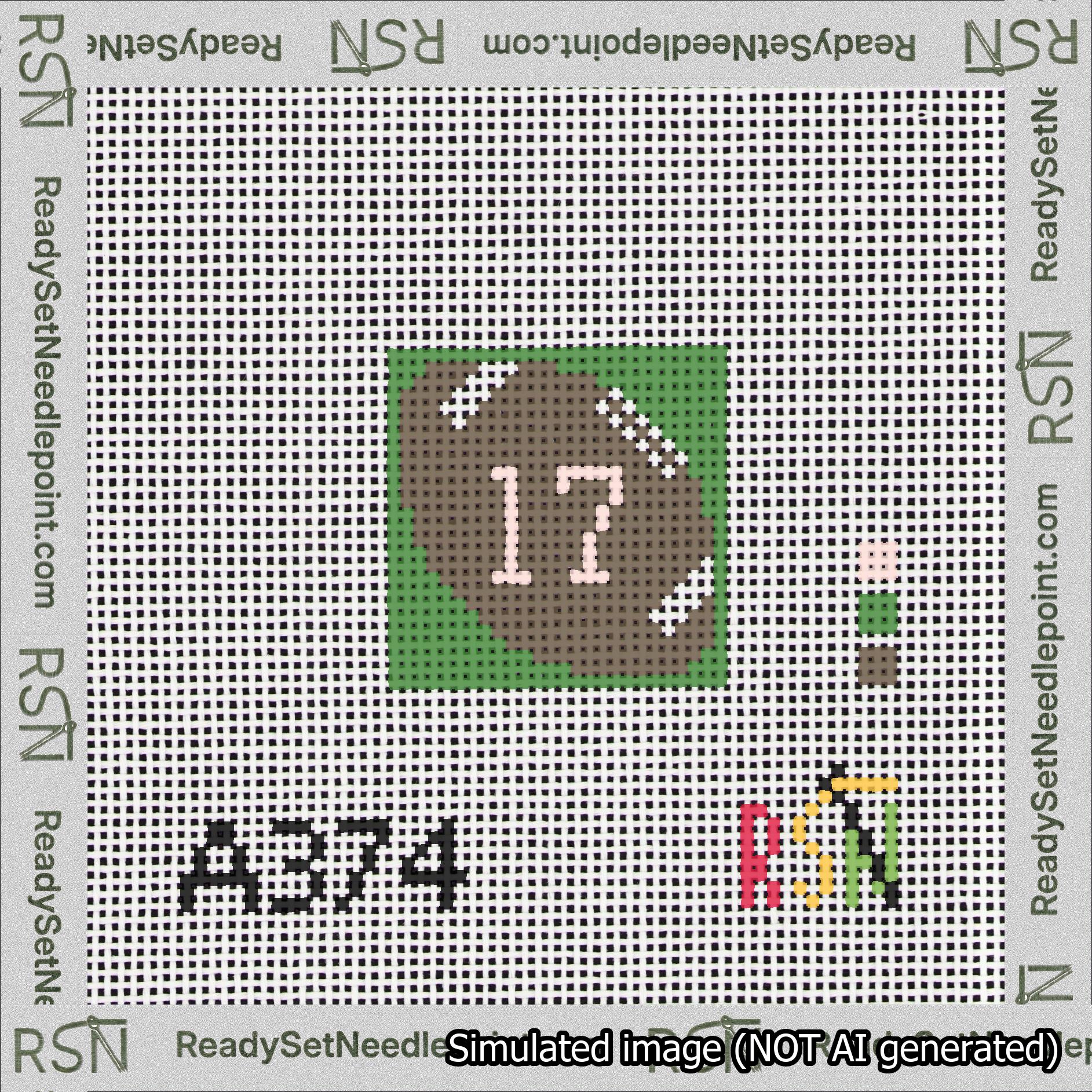 Football Bag Charm Pink 0-49 Needlepoint Canvas Design