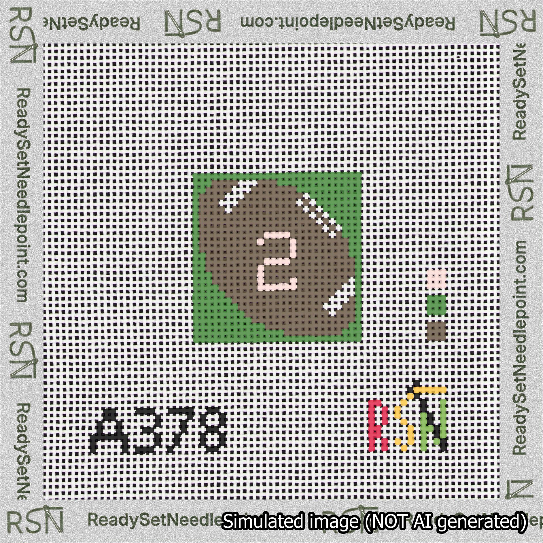 Football Bag Charm Pink 0-49 Needlepoint Canvas Design