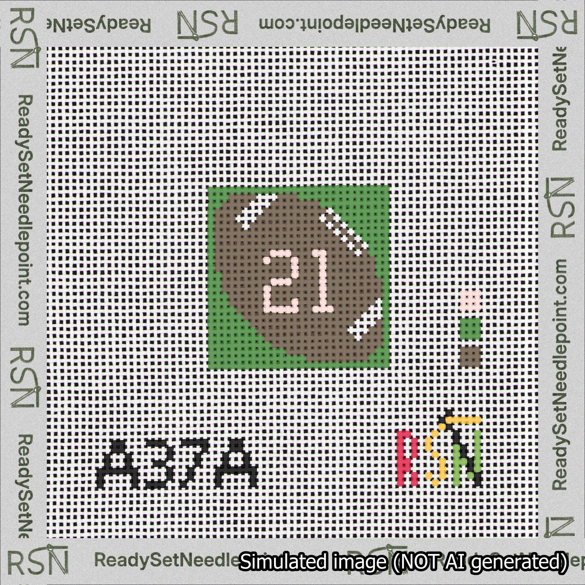 Football Bag Charm Pink 0-49 Needlepoint Canvas Design