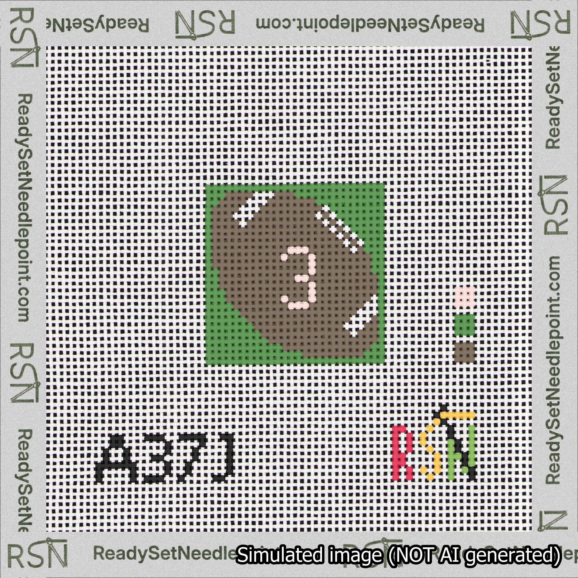 Football Bag Charm Pink 0-49 Needlepoint Canvas Design