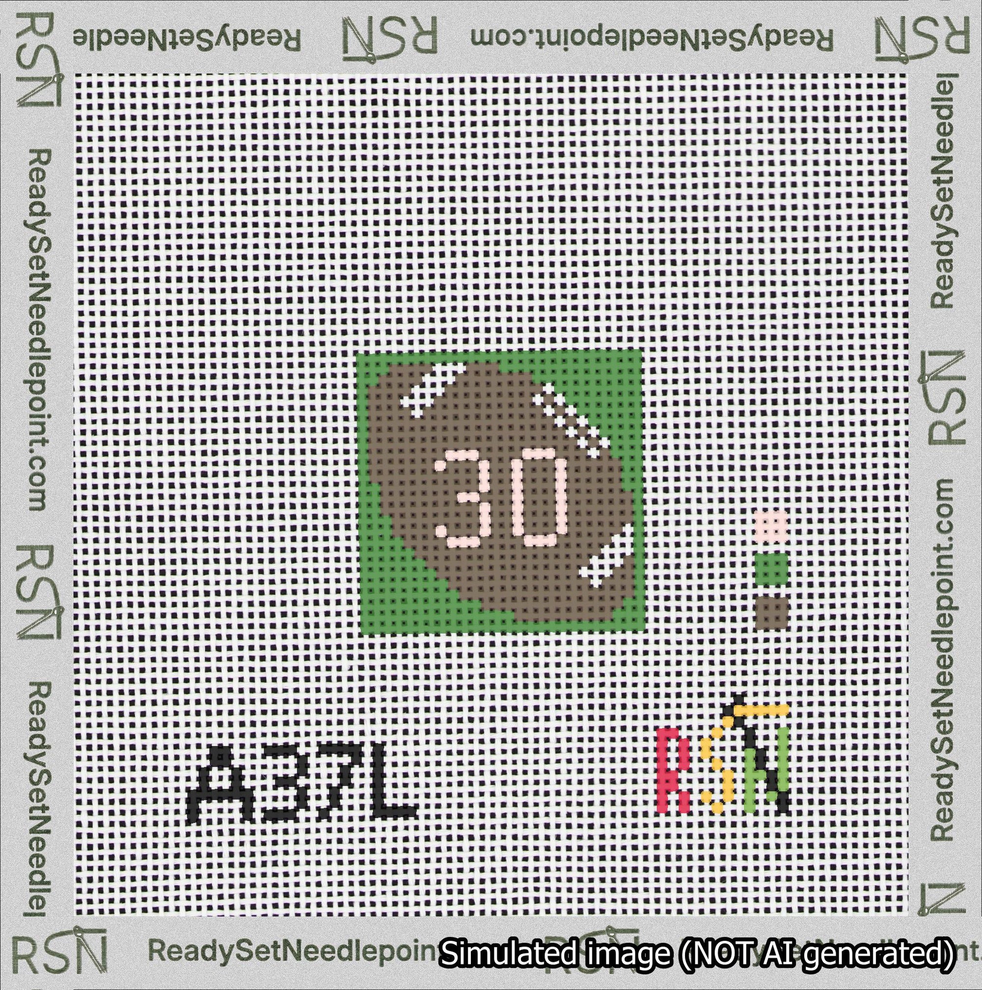 Football Bag Charm Pink 0-49 Needlepoint Canvas Design