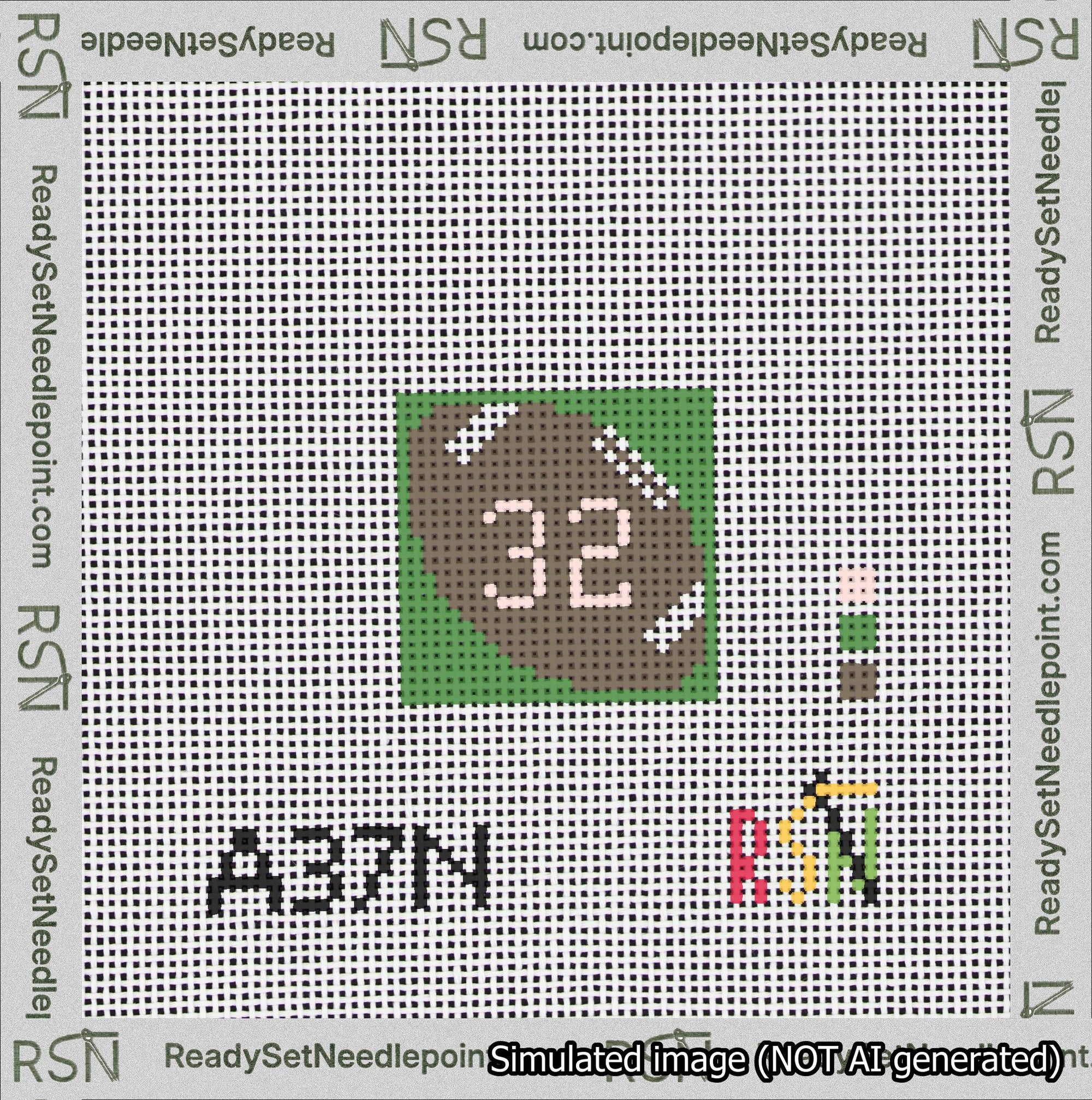 Football Bag Charm Pink 0-49 Needlepoint Canvas Design