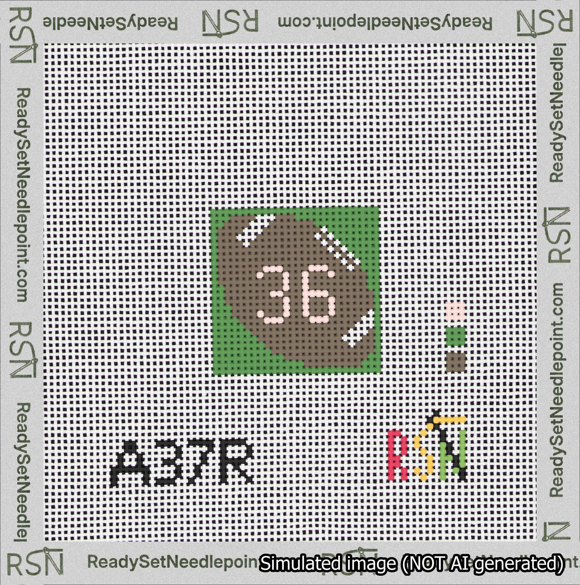 Football Bag Charm Pink 0-49 Needlepoint Canvas Design