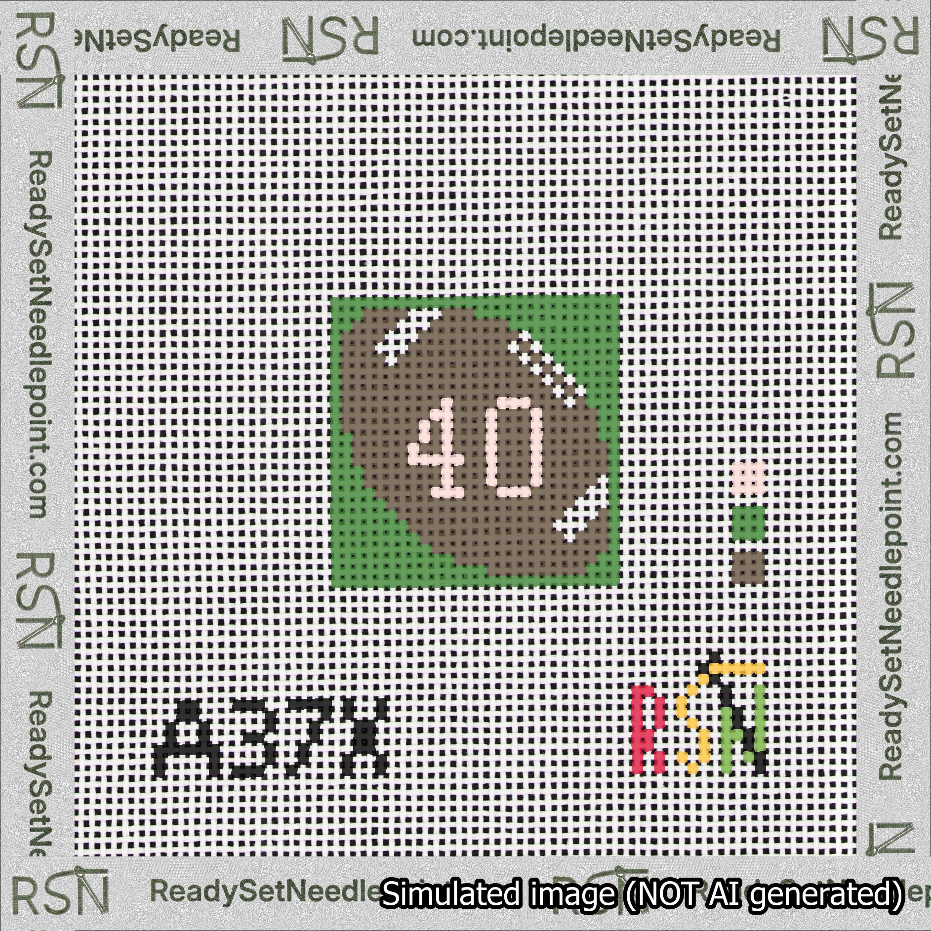 Football Bag Charm Pink 0-49 Needlepoint Canvas Design