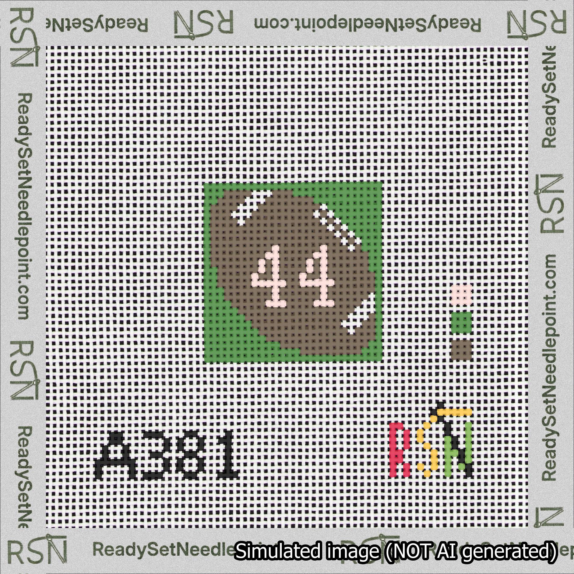 Football Bag Charm Pink 0-49 Needlepoint Canvas Design