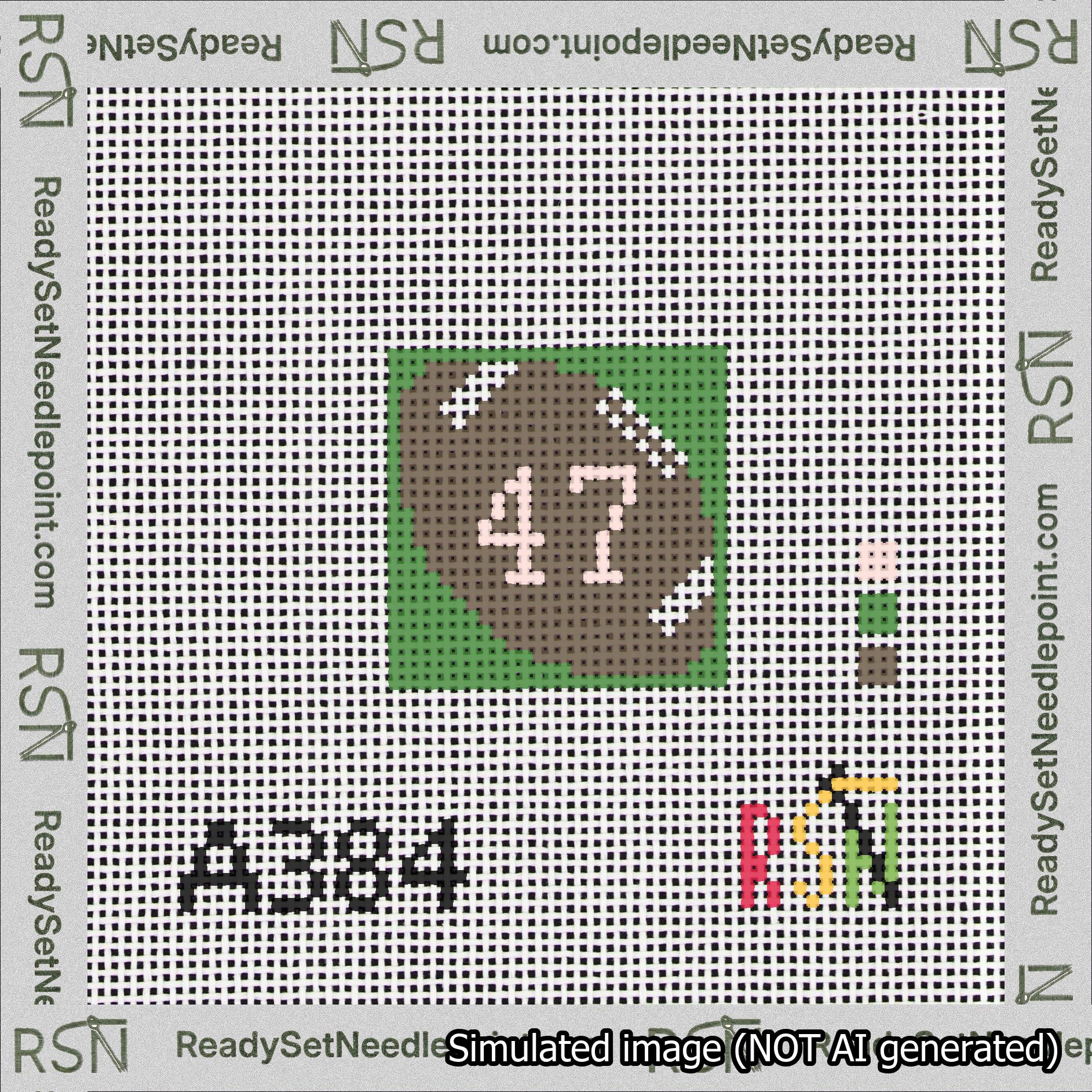 Football Bag Charm Pink 0-49 Needlepoint Canvas Design