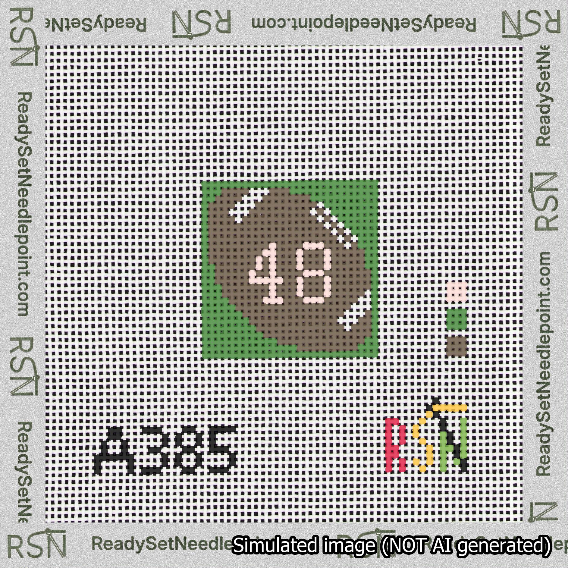 Football Bag Charm Pink 0-49 Needlepoint Canvas Design