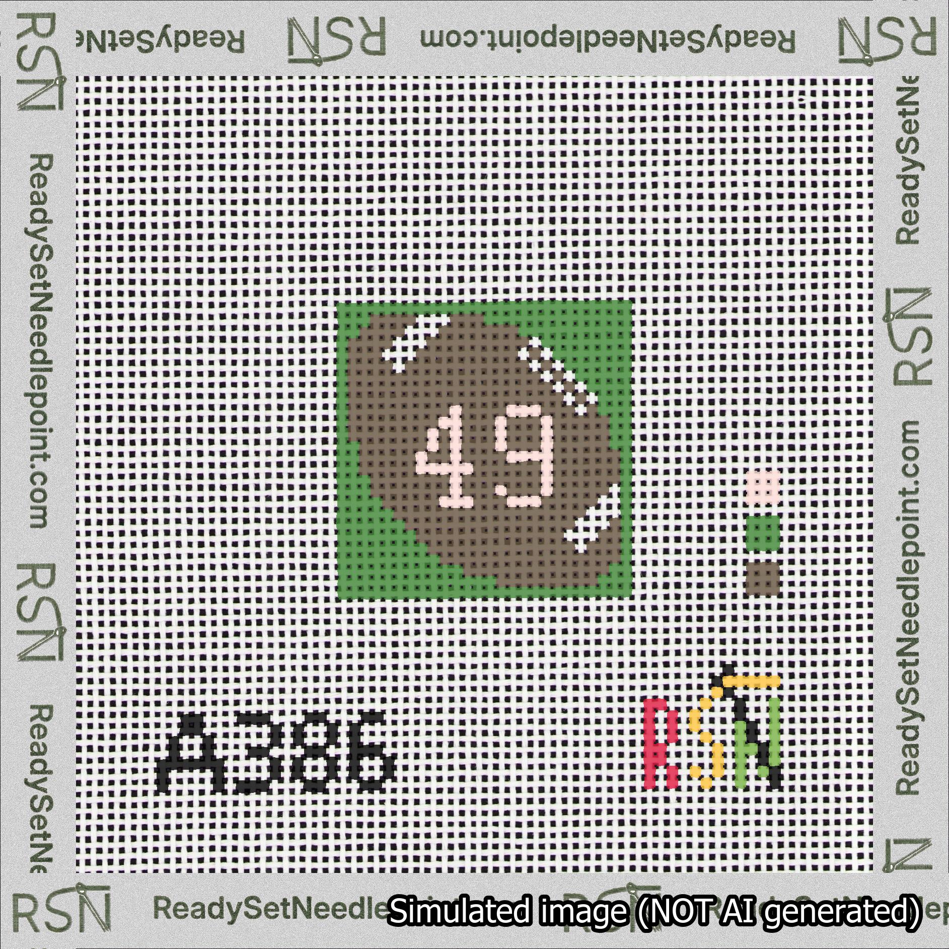 Football Bag Charm Pink 0-49 Needlepoint Canvas Design