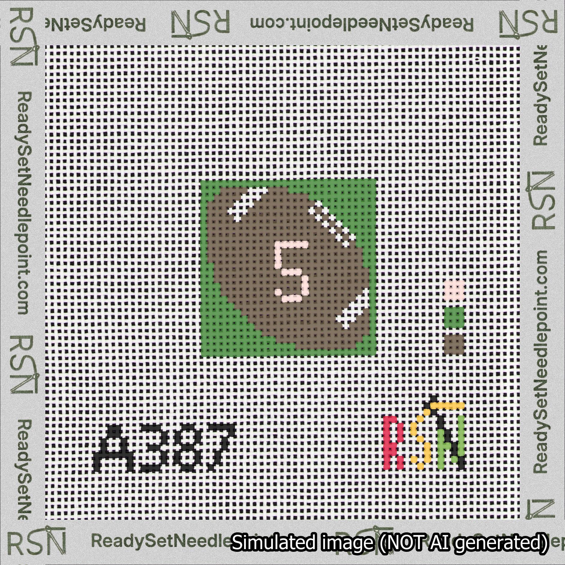 Football Bag Charm Pink 0-49 Needlepoint Canvas Design