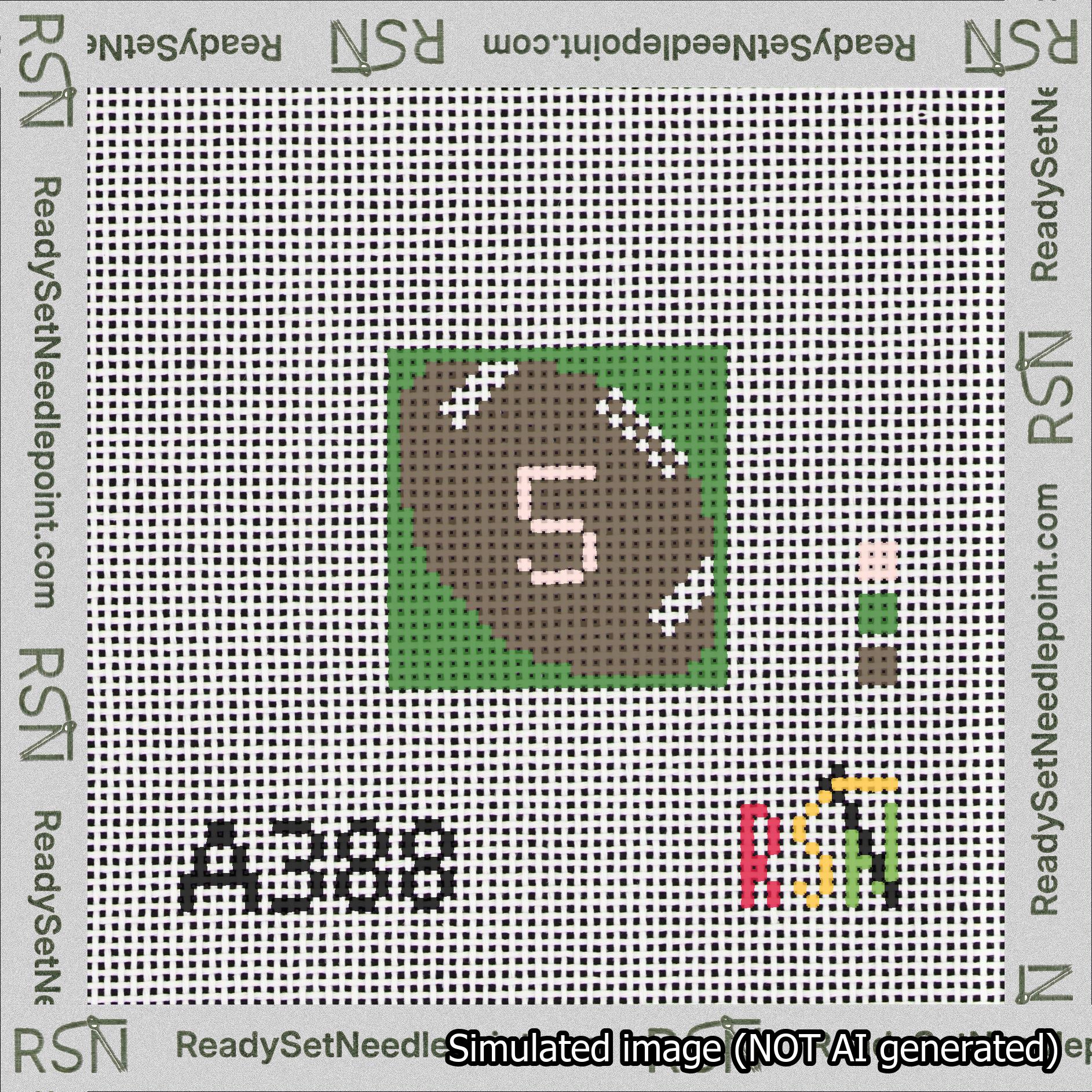 Football Bag Charm Pink 0-49 Needlepoint Canvas Design