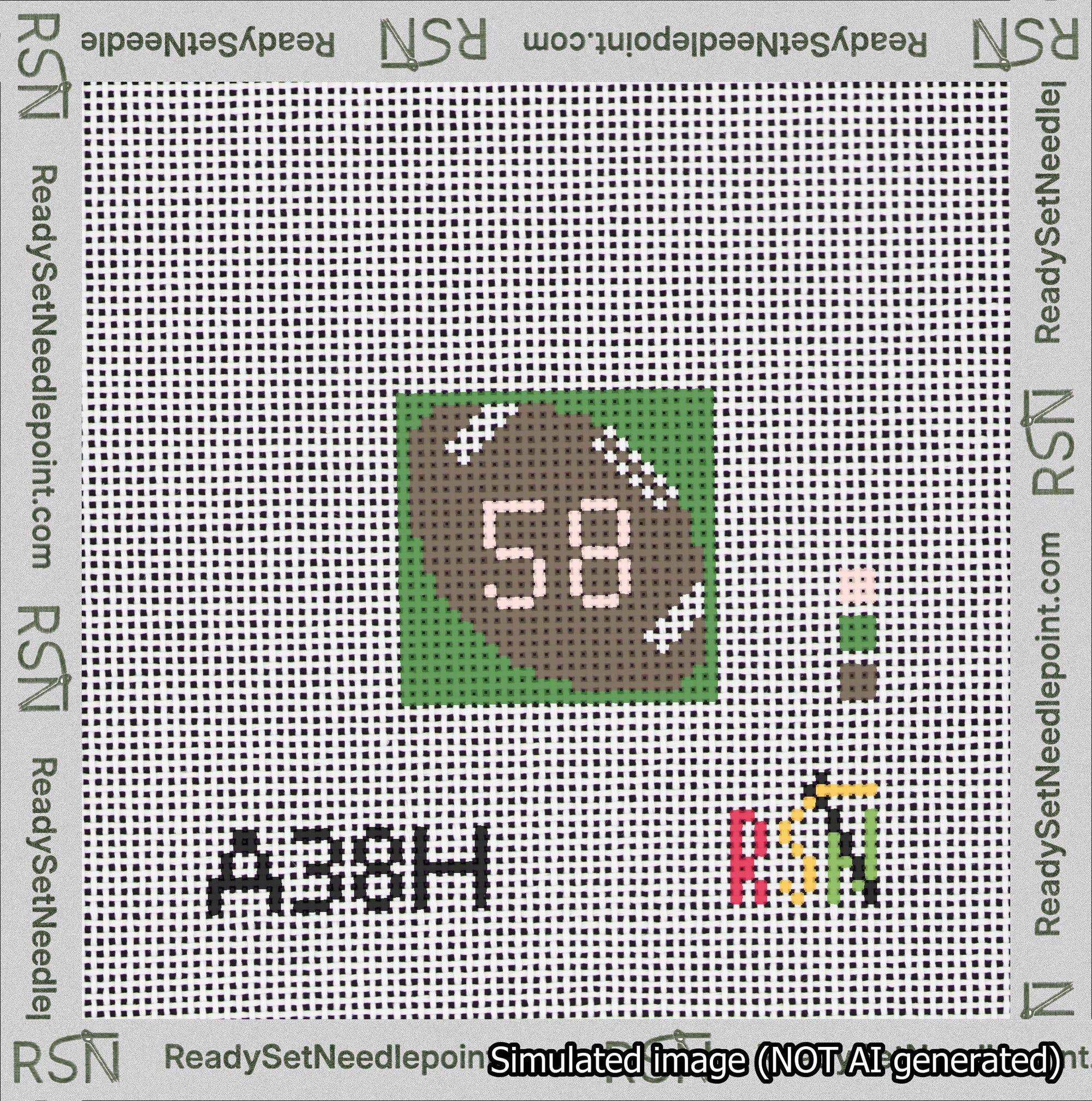 Football Bag Charm Pink 50-99 Needlepoint Canvas Design