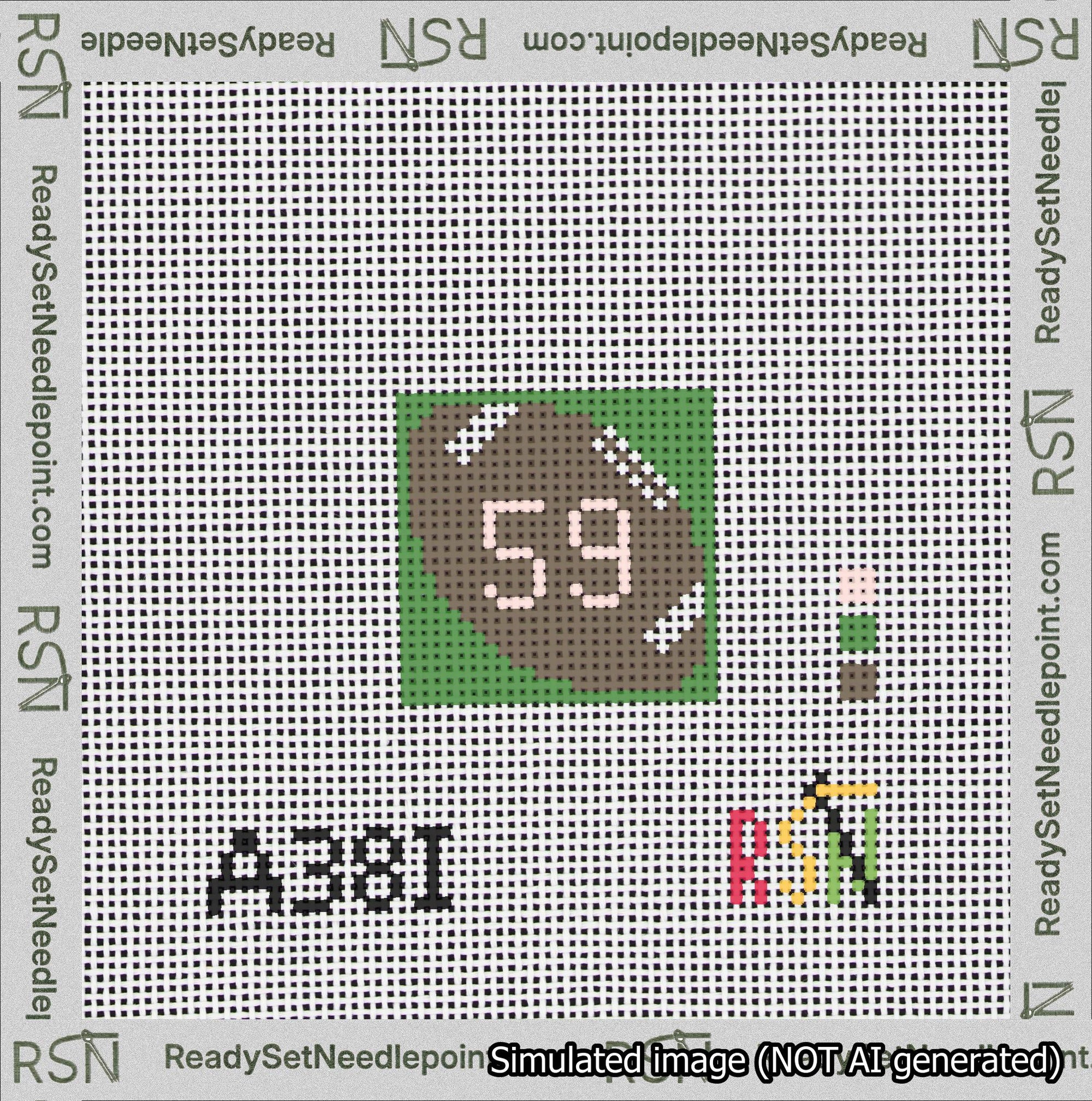 Football Bag Charm Pink 50-99 Needlepoint Canvas Design