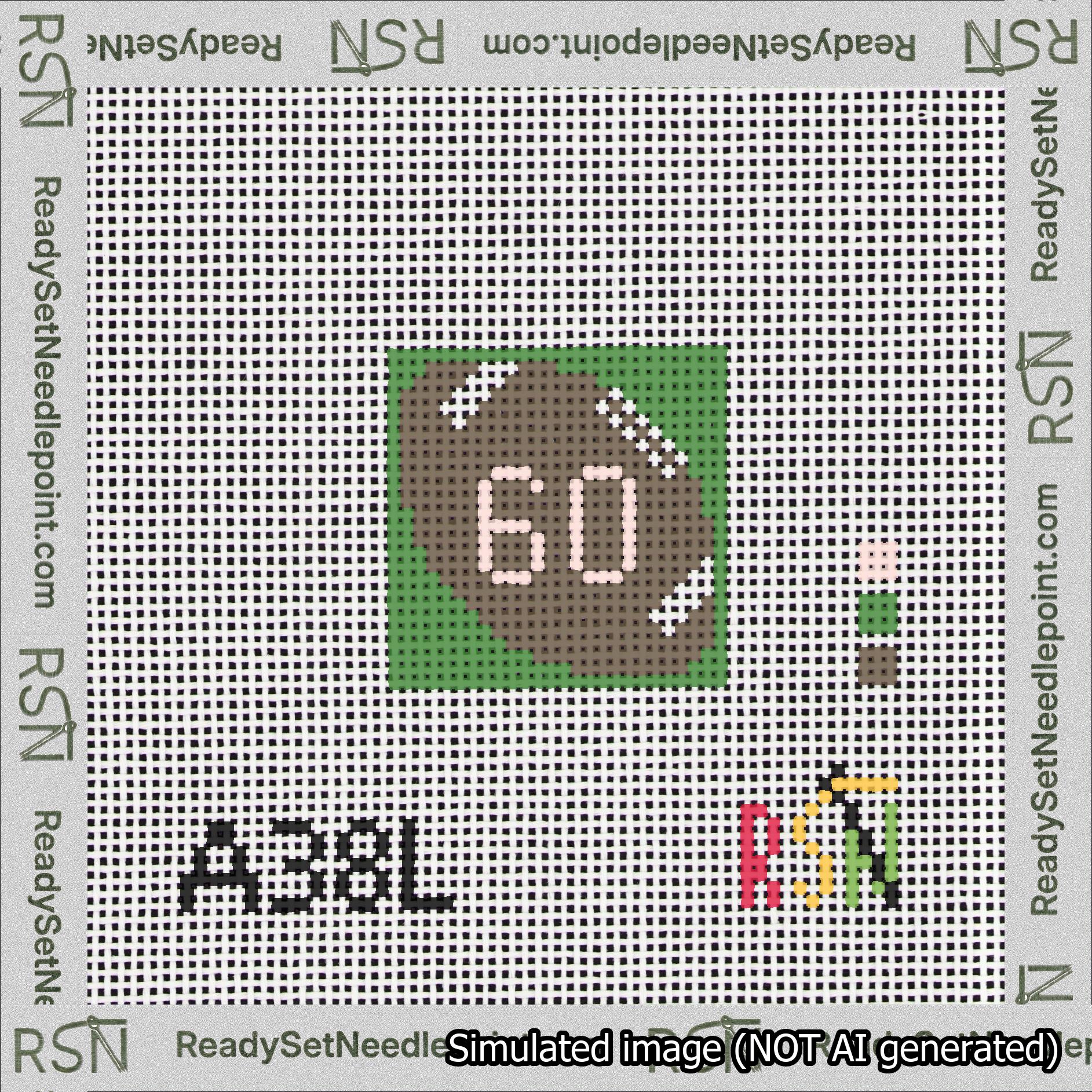 Football Bag Charm Pink 50-99 Needlepoint Canvas Design