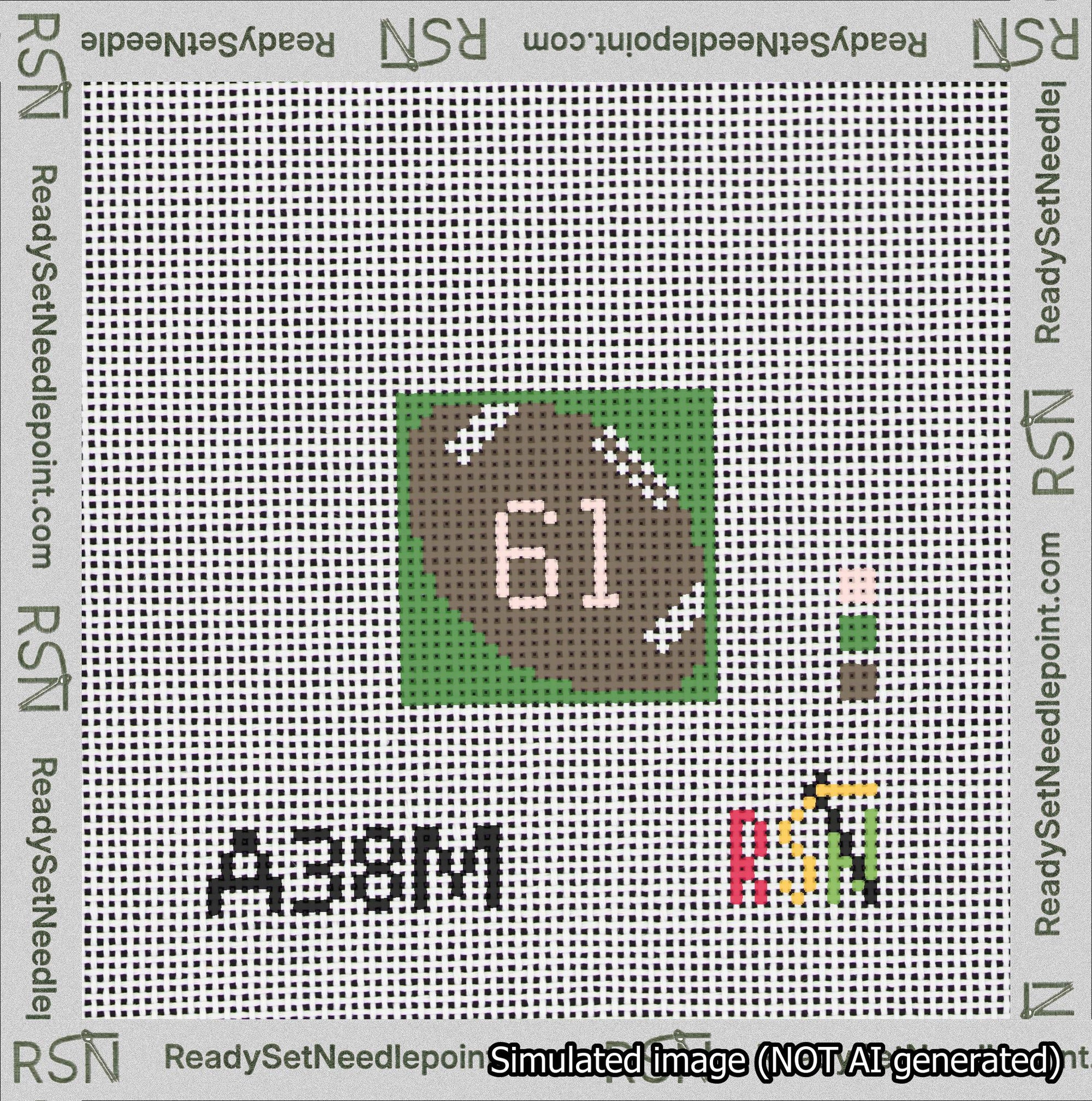 Football Bag Charm Pink 50-99 Needlepoint Canvas Design