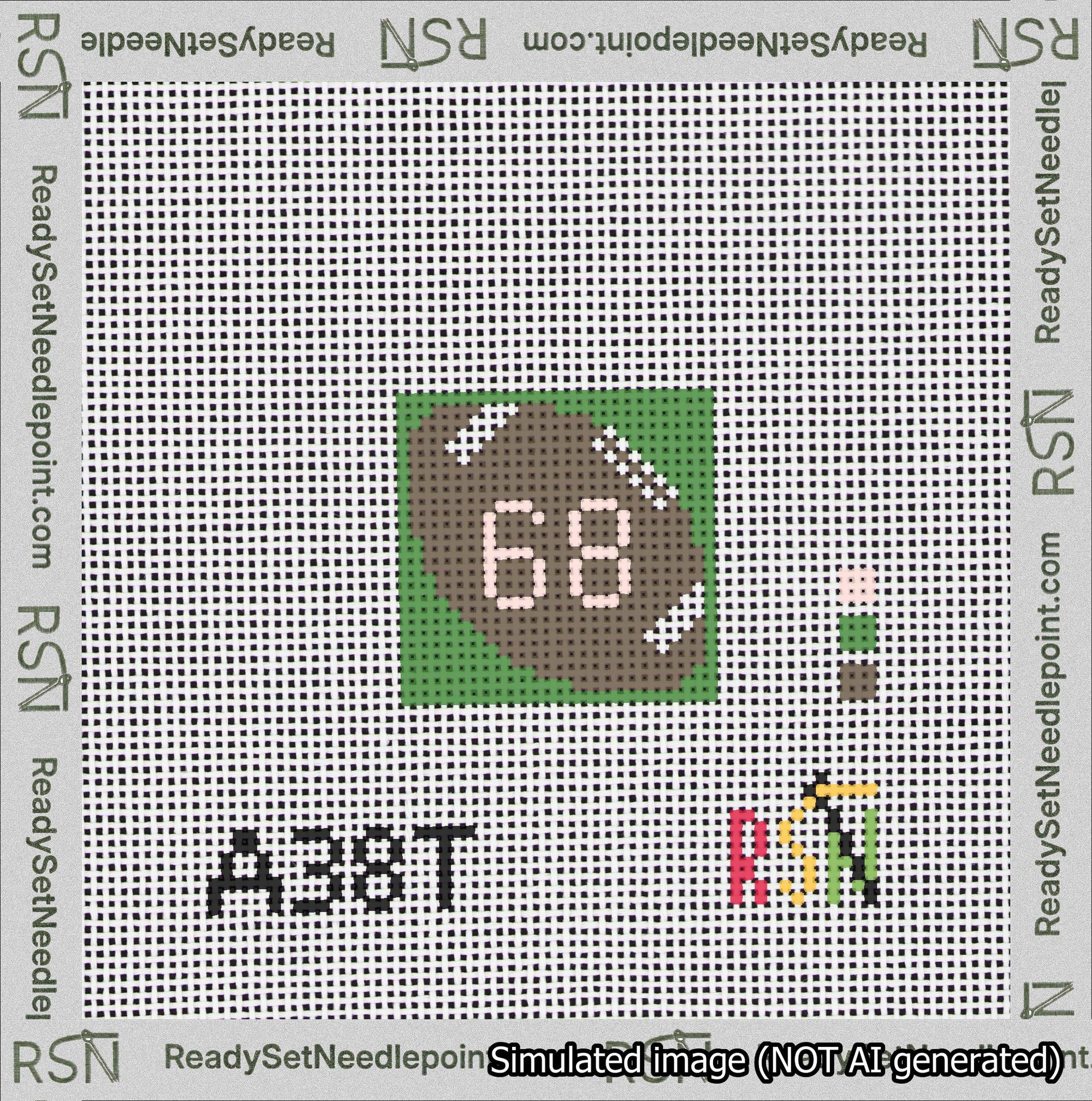 Football Bag Charm Pink 50-99 Needlepoint Canvas Design