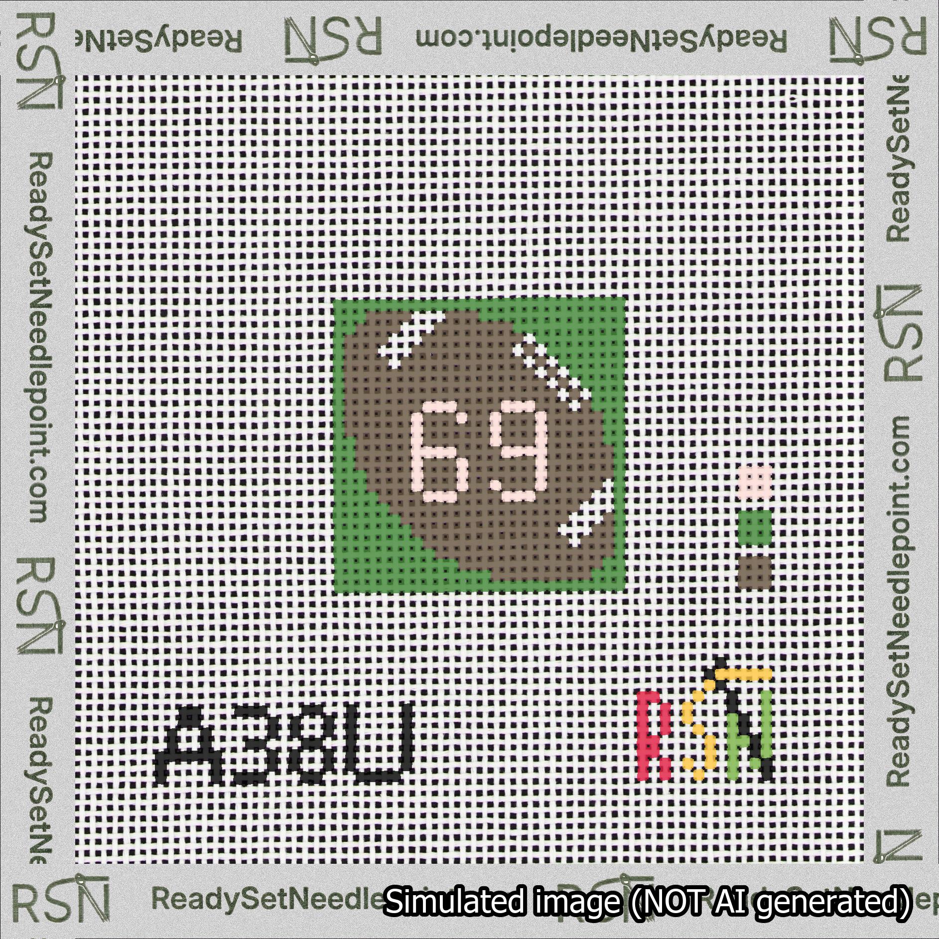 Football Bag Charm Pink 50-99 Needlepoint Canvas Design